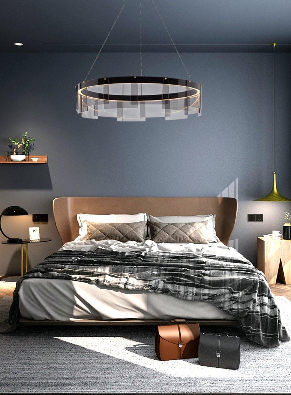 Lustra Chandelier LED Ring Black Glass Modern-Neutral Decor