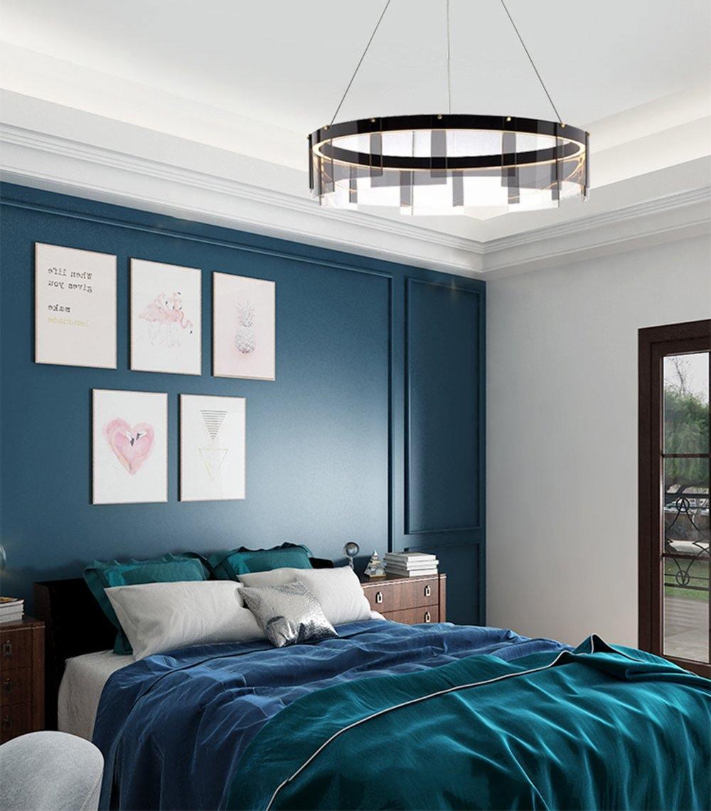 Lustra Chandelier LED Ring Black Glass Modern-Neutral Decor