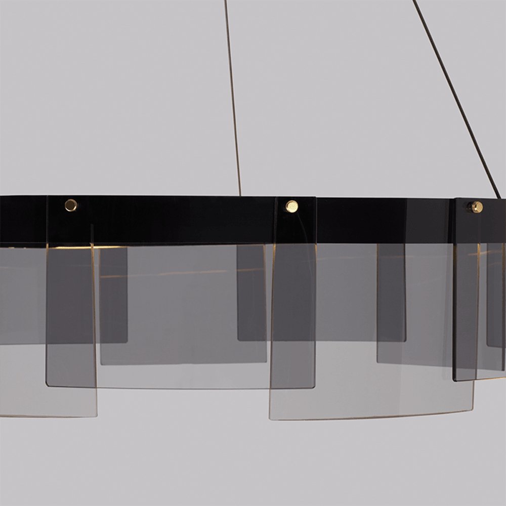 Lustra Chandelier LED Ring Black Glass Modern-Neutral Decor