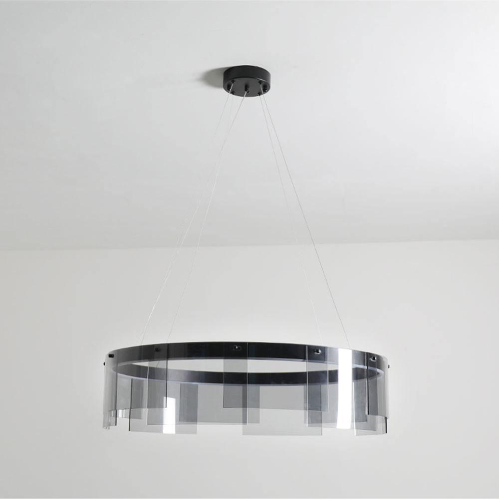 Lustra Chandelier LED Ring Black Glass Modern-Neutral Decor