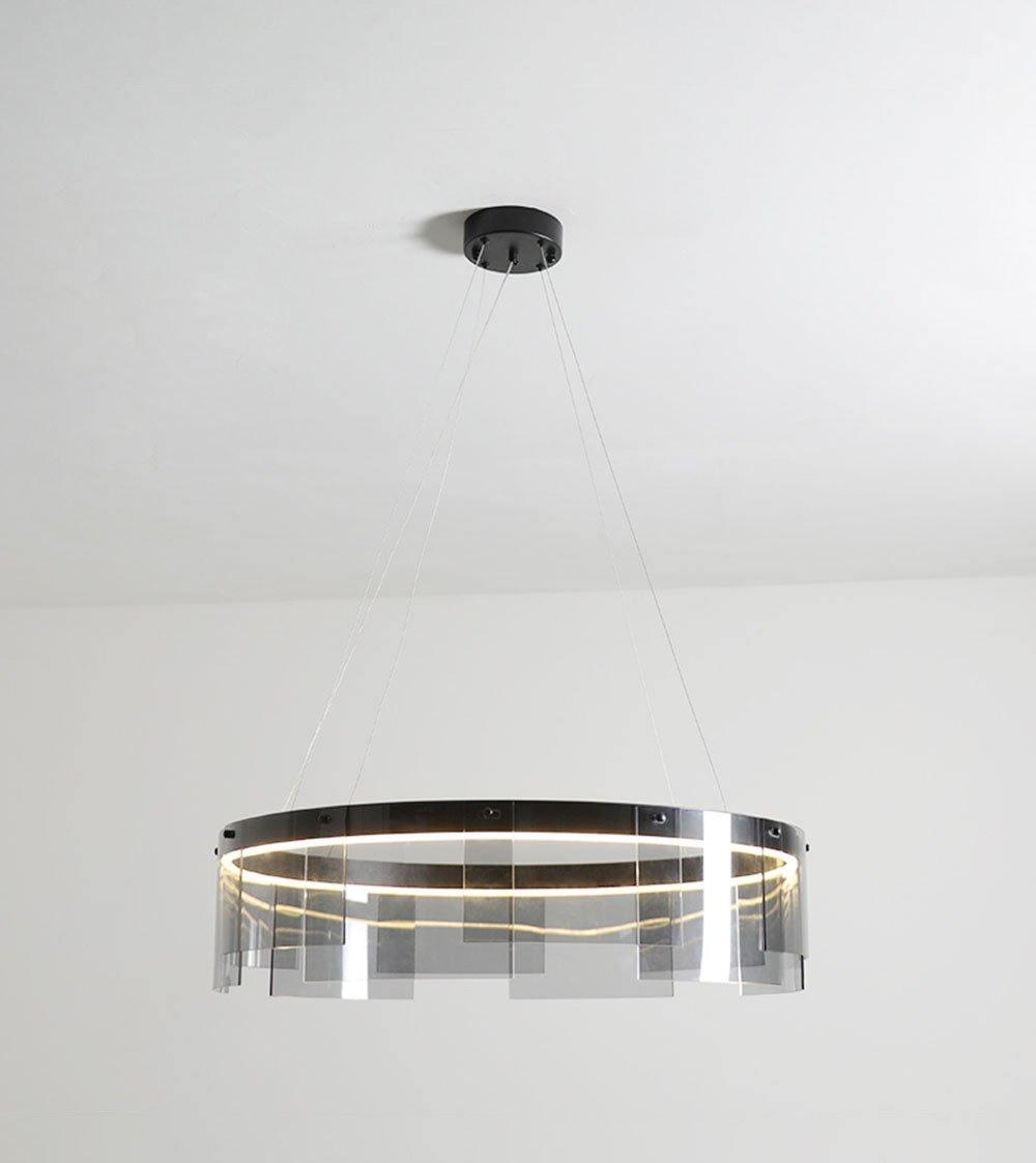 Lustra Chandelier LED Ring Black Glass Modern-Neutral Decor