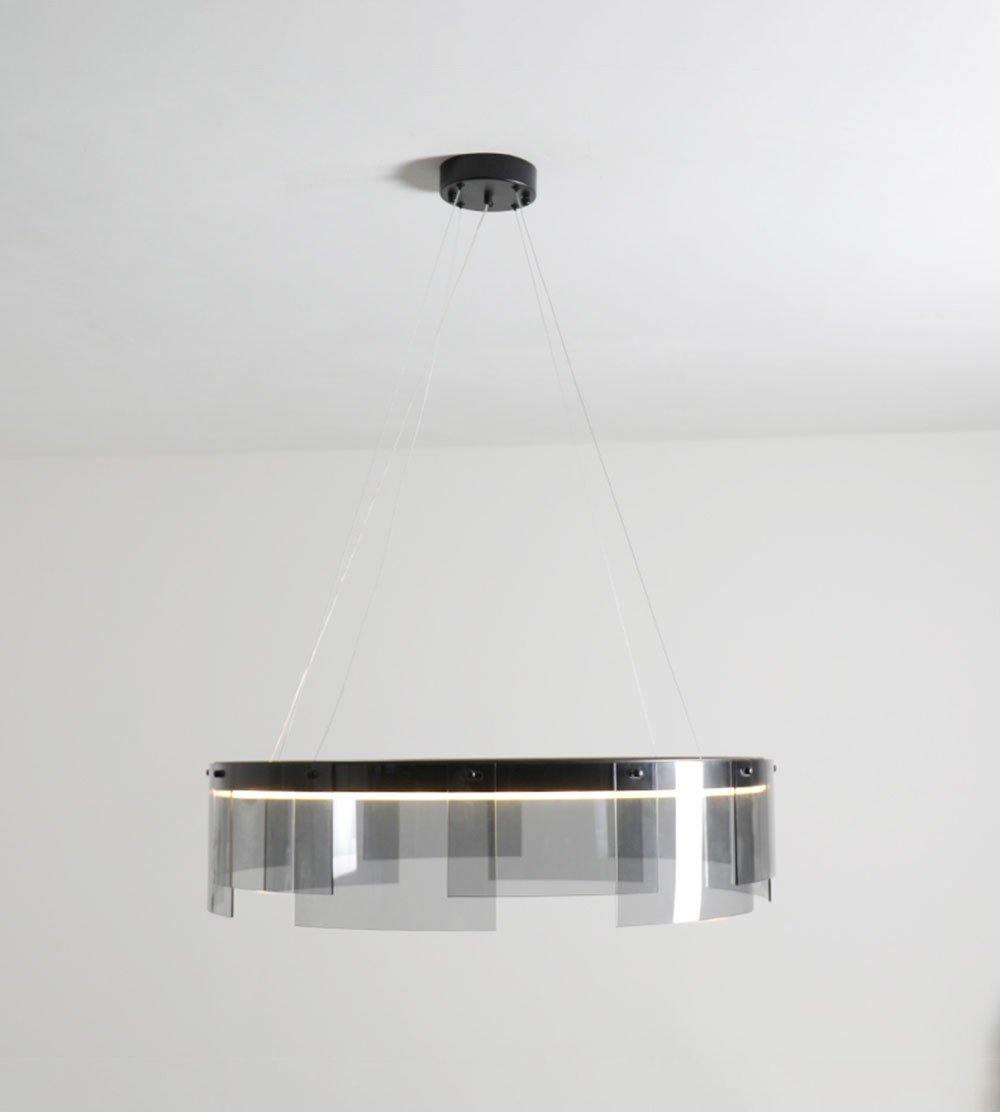 Lustra Chandelier LED Ring Black Glass Modern-Neutral Decor