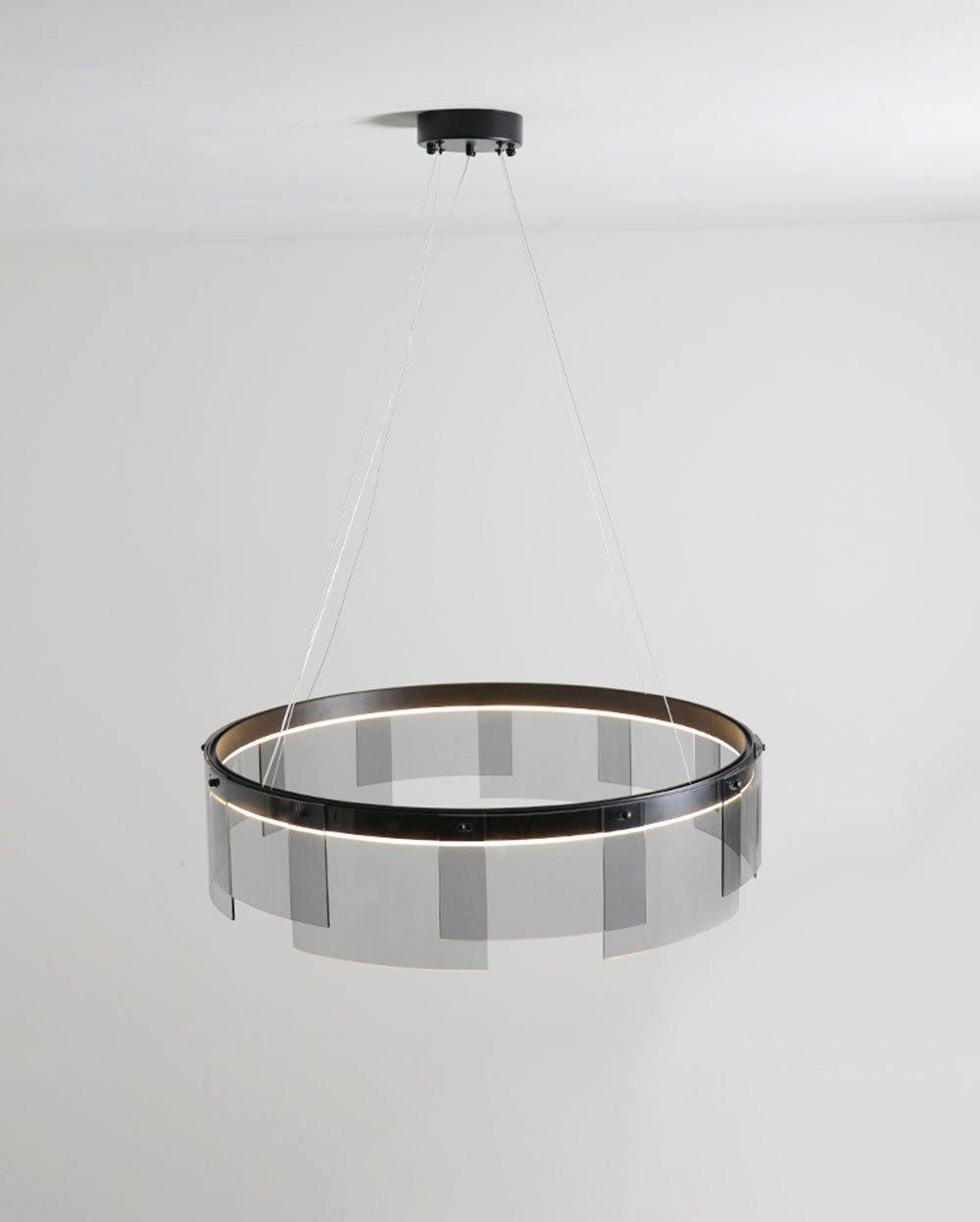 Lustra Chandelier LED Ring Black Glass Modern-Neutral Decor