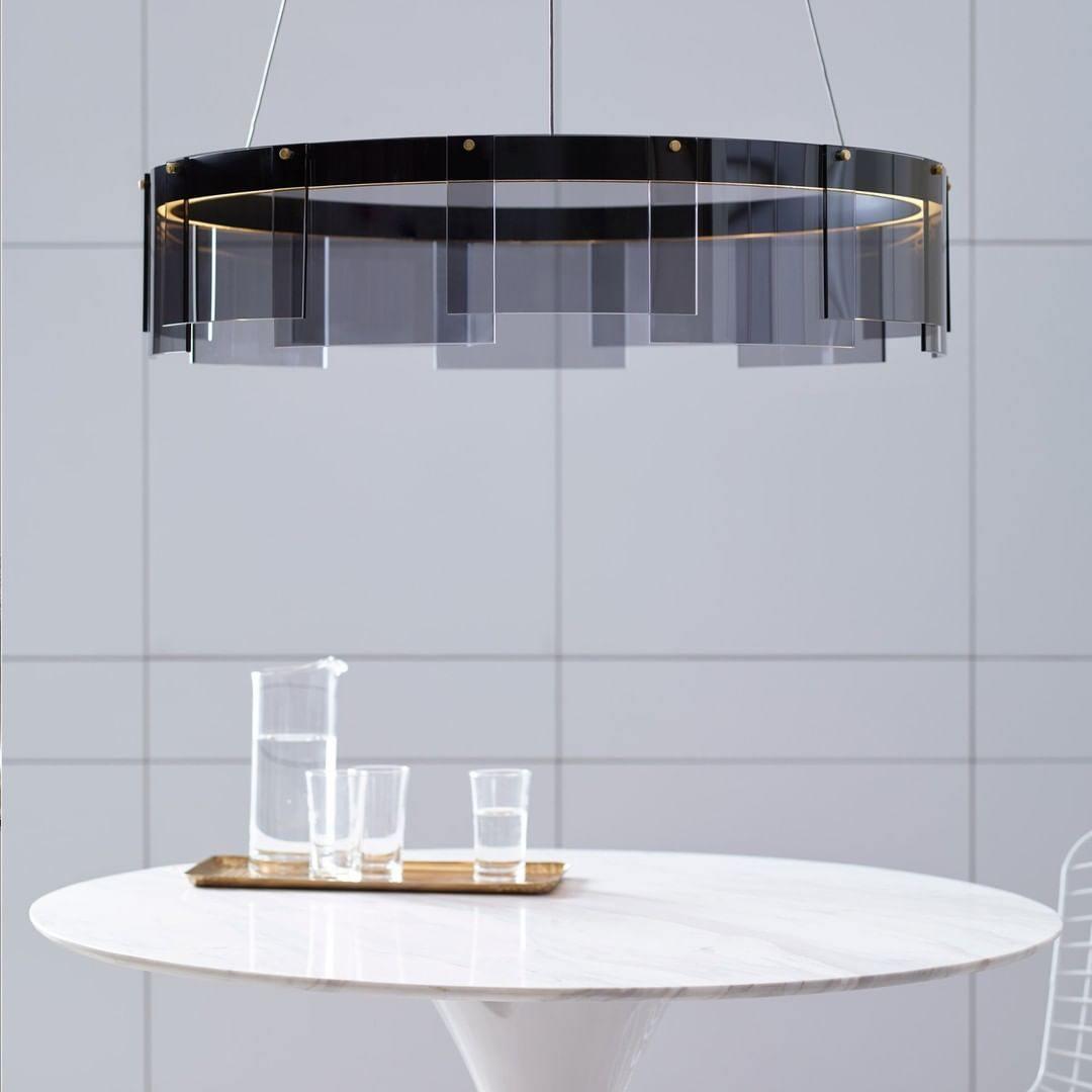 Lustra Chandelier LED Ring Black Glass Modern-Neutral Decor