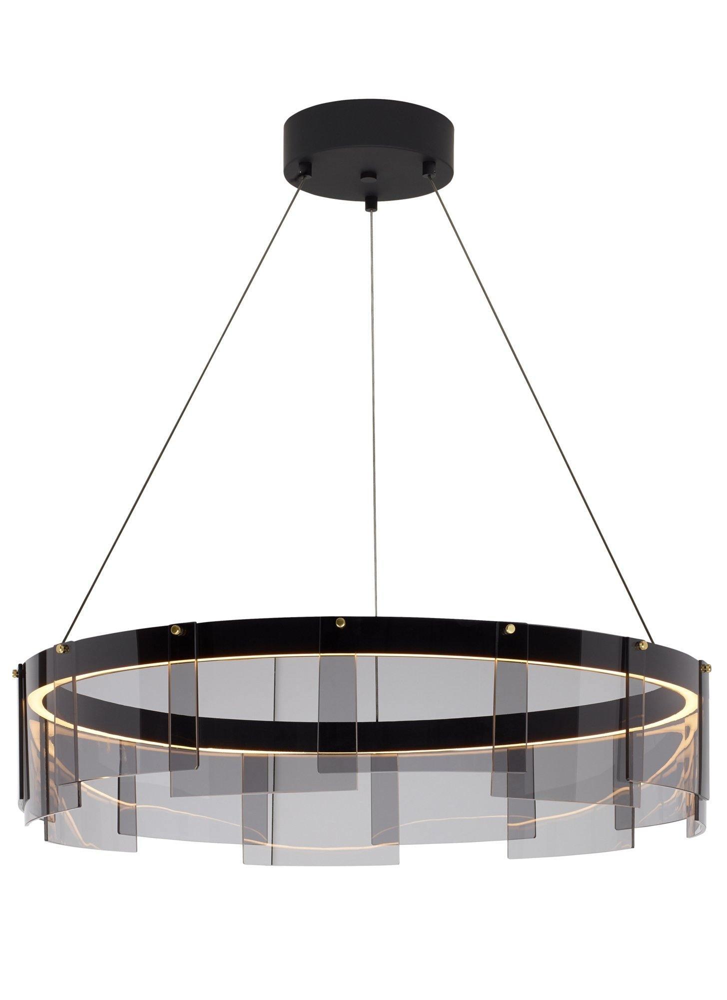 Lustra Chandelier LED Ring Black Glass Modern-Neutral Decor