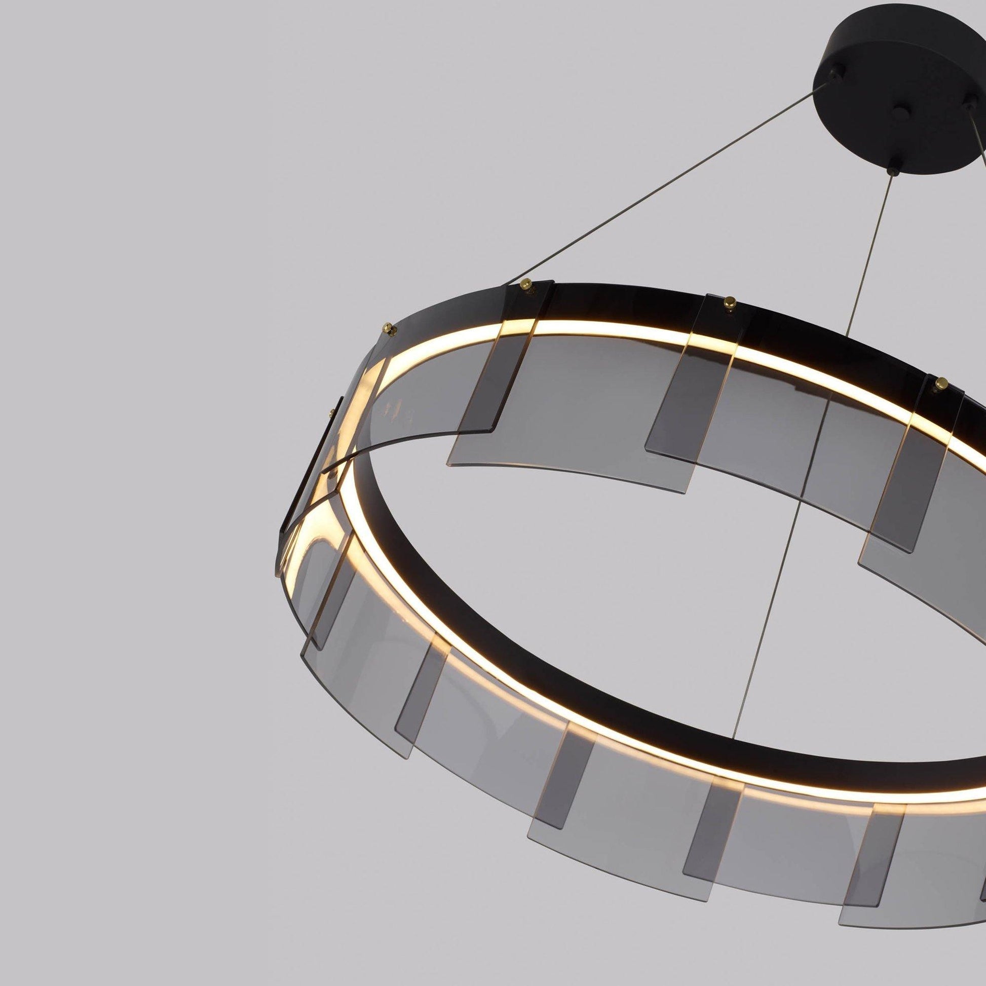 Lustra Chandelier LED Ring Black Glass Modern-Neutral Decor