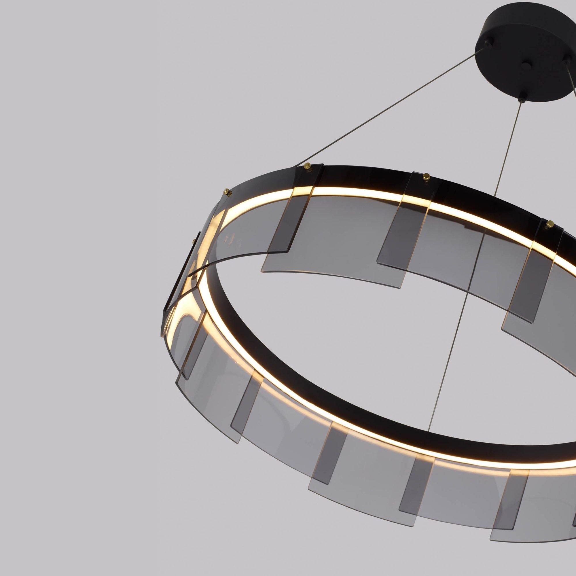 Lustra Chandelier LED Ring Black Glass Modern-Neutral Decor