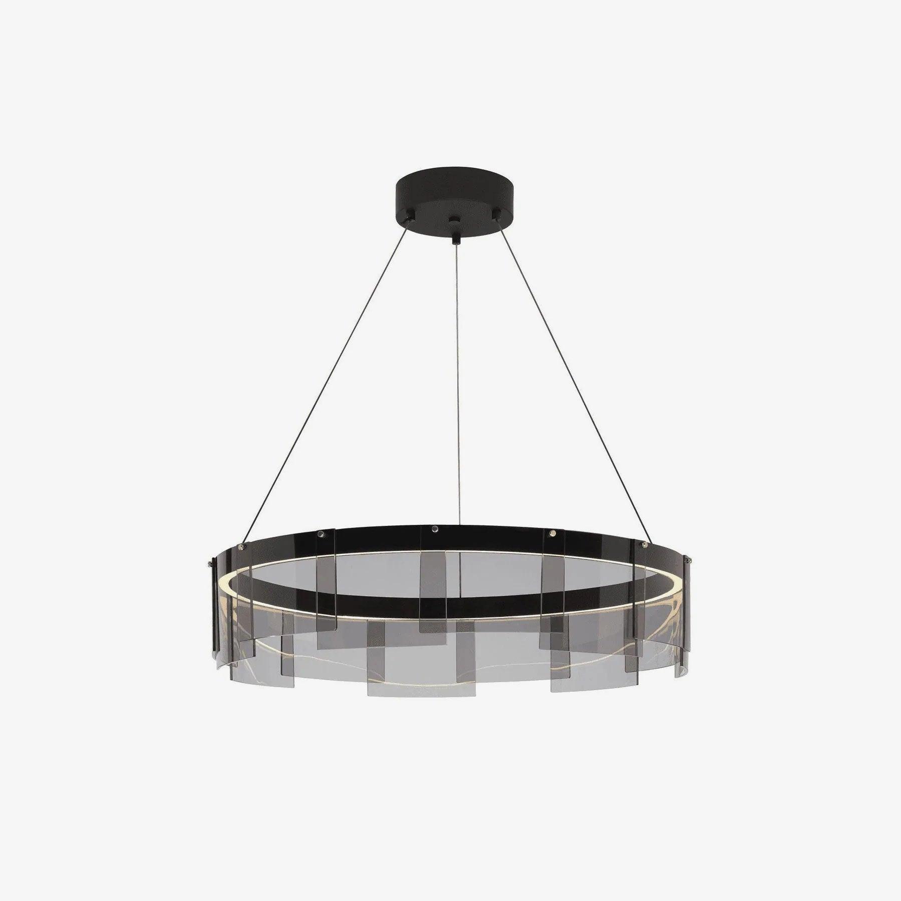 Lustra Chandelier LED Ring Black Glass Modern-Neutral Decor