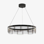 Lustra Chandelier LED Ring Black Glass Modern-Neutral Decor