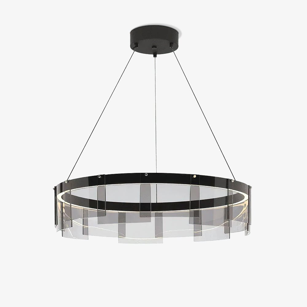 Lustra Chandelier LED Ring Black Glass Modern-Neutral Decor