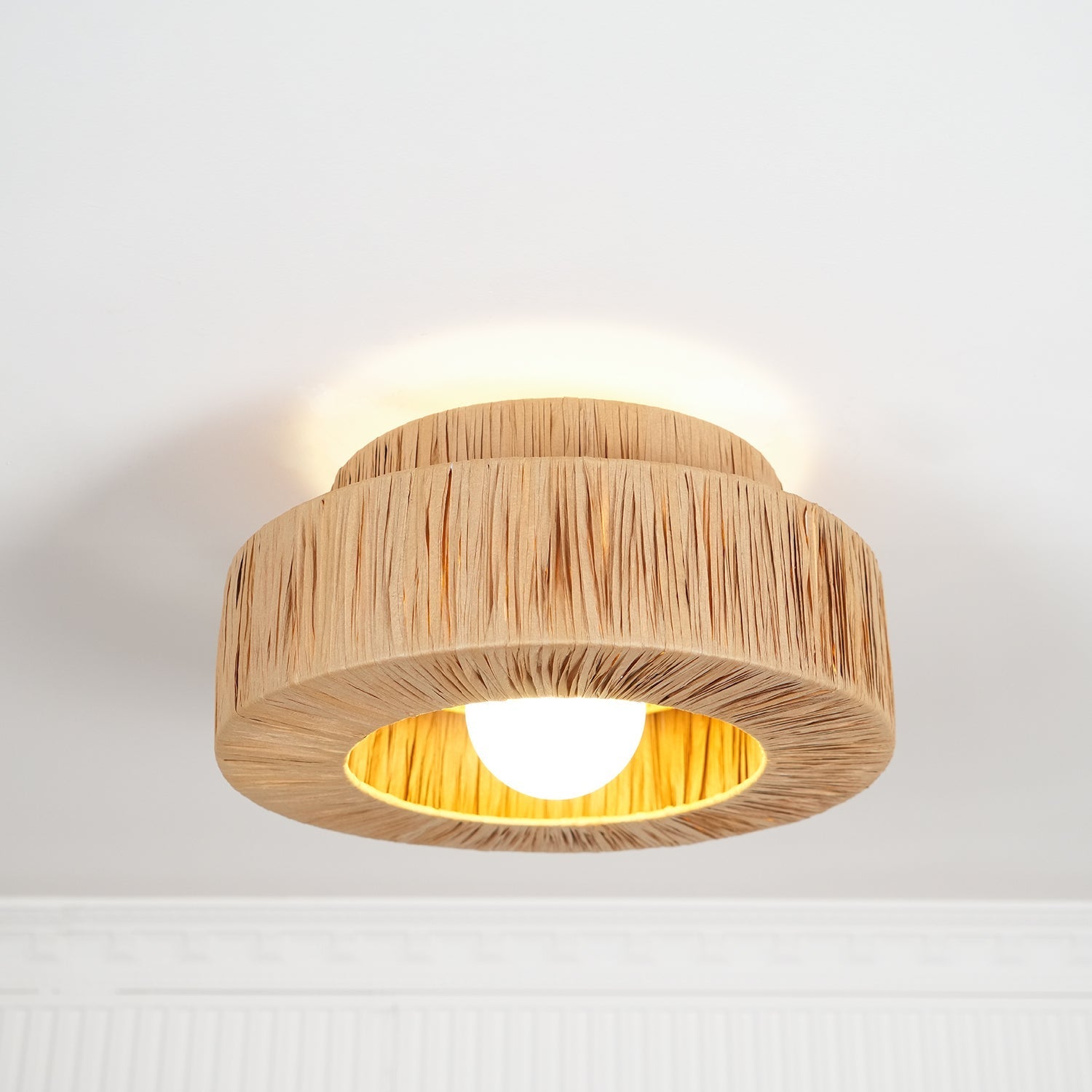 Ilthean Natural Straw Art Ceiling Lamp-Neutral Decor