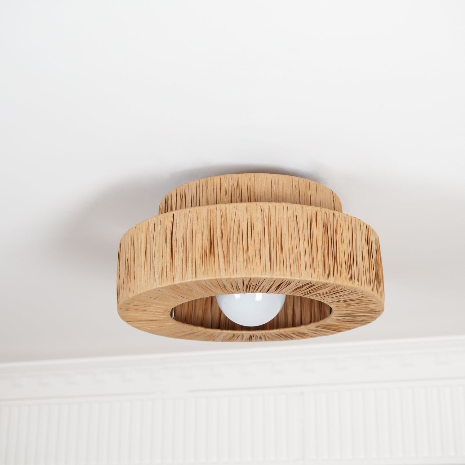Ilthean Natural Straw Art Ceiling Lamp-Neutral Decor