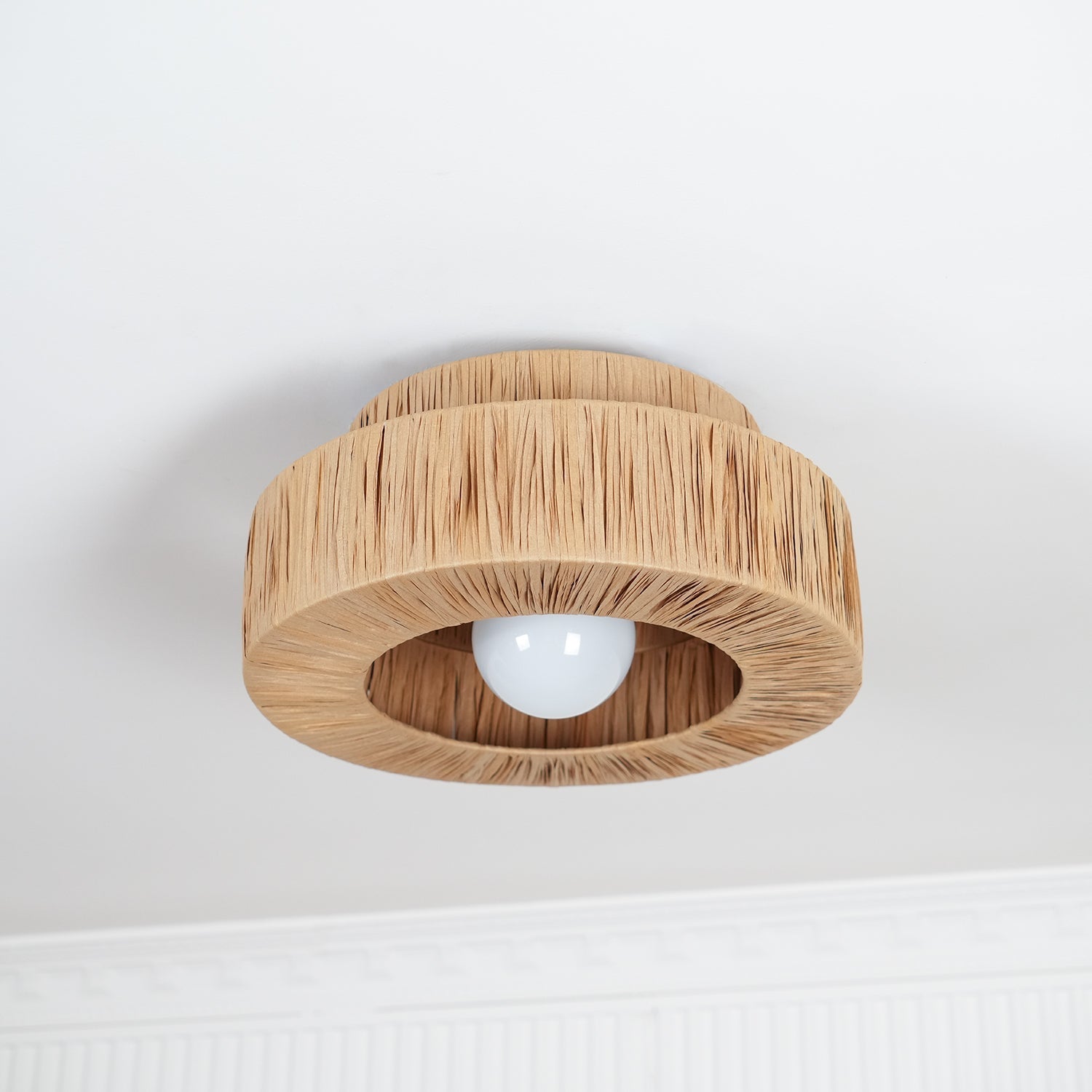 Ilthean Natural Straw Art Ceiling Lamp-Neutral Decor