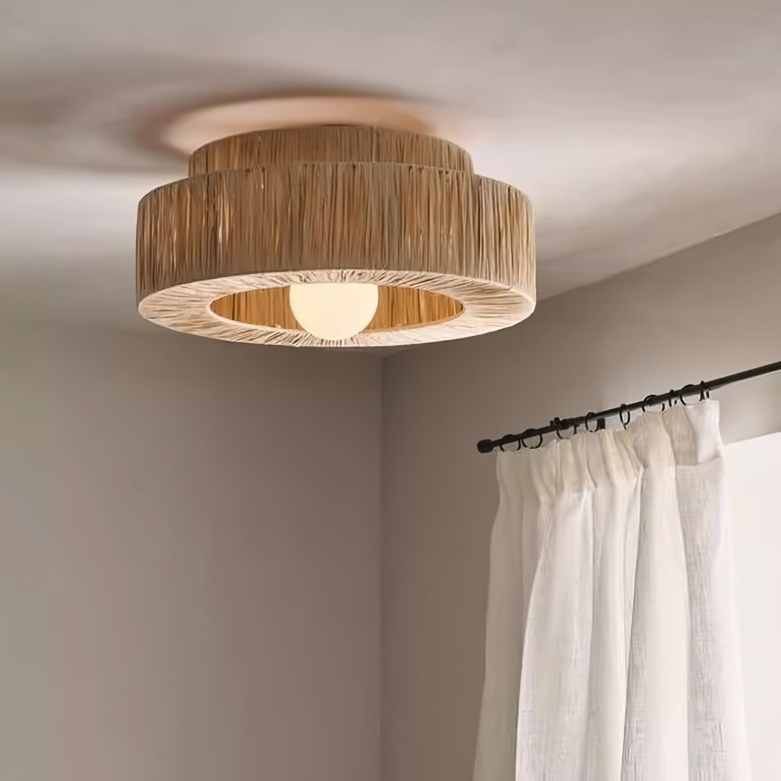 Ilthean Natural Straw Art Ceiling Lamp-Neutral Decor