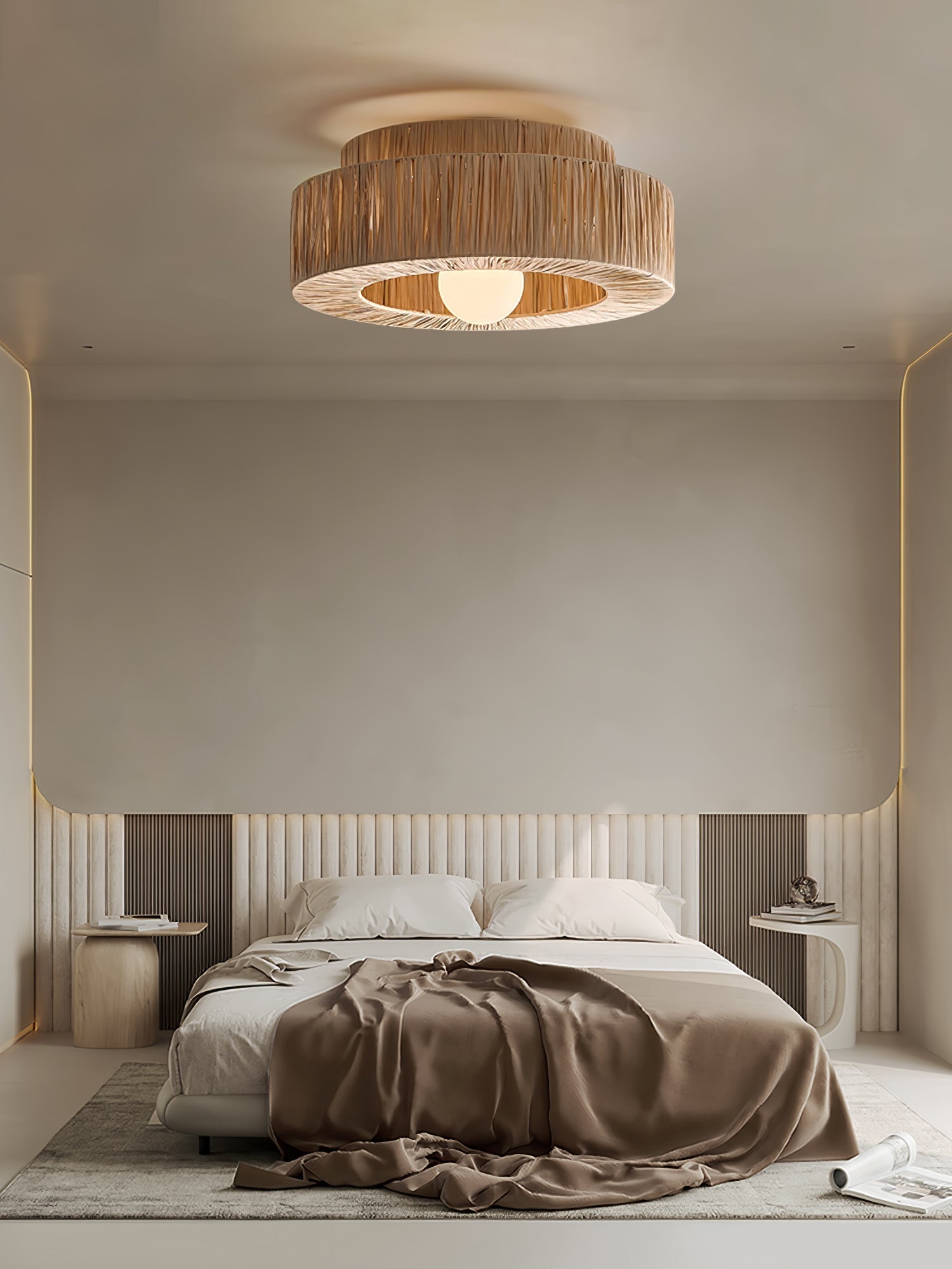 Ilthean Natural Straw Art Ceiling Lamp-Neutral Decor