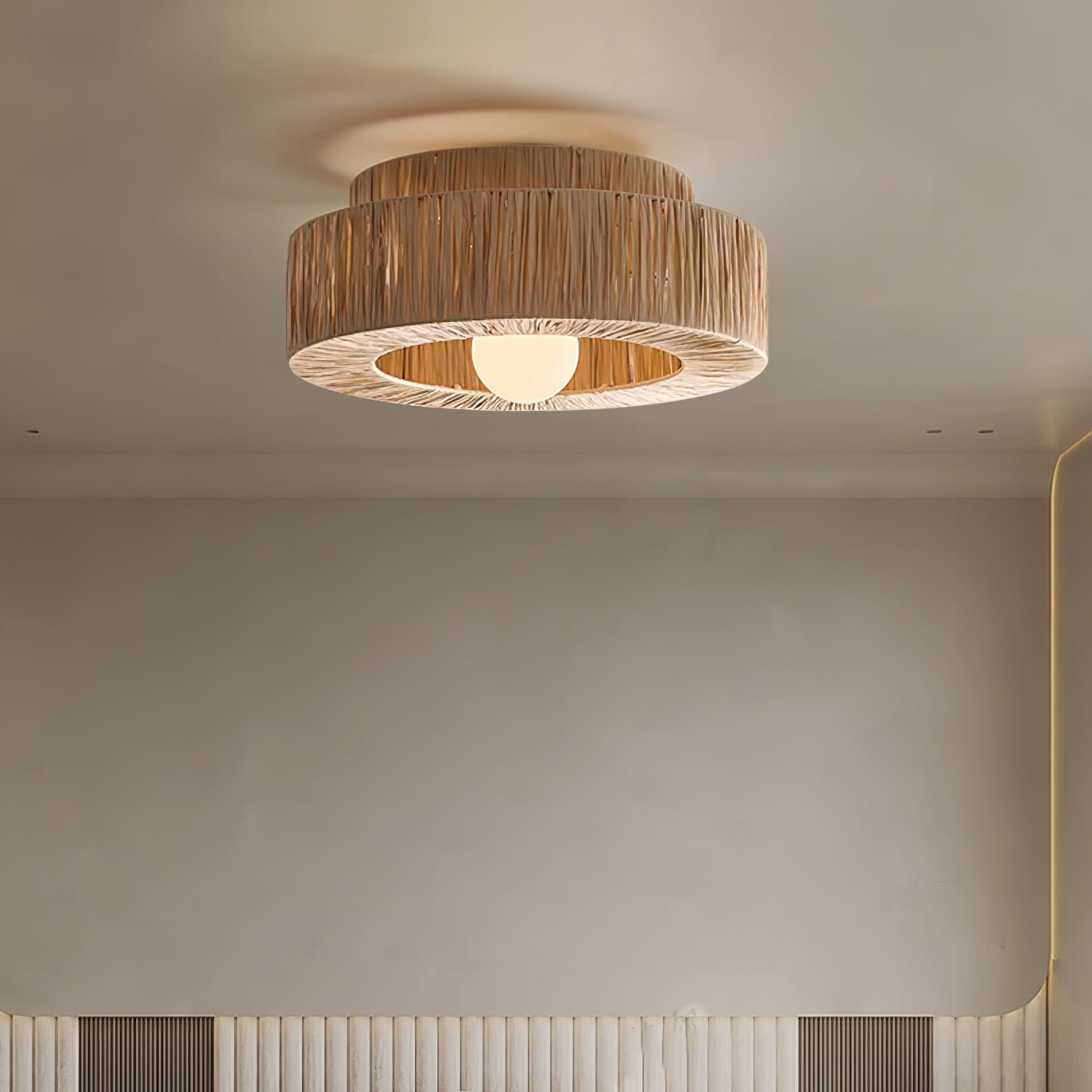Ilthean Natural Straw Art Ceiling Lamp-Neutral Decor