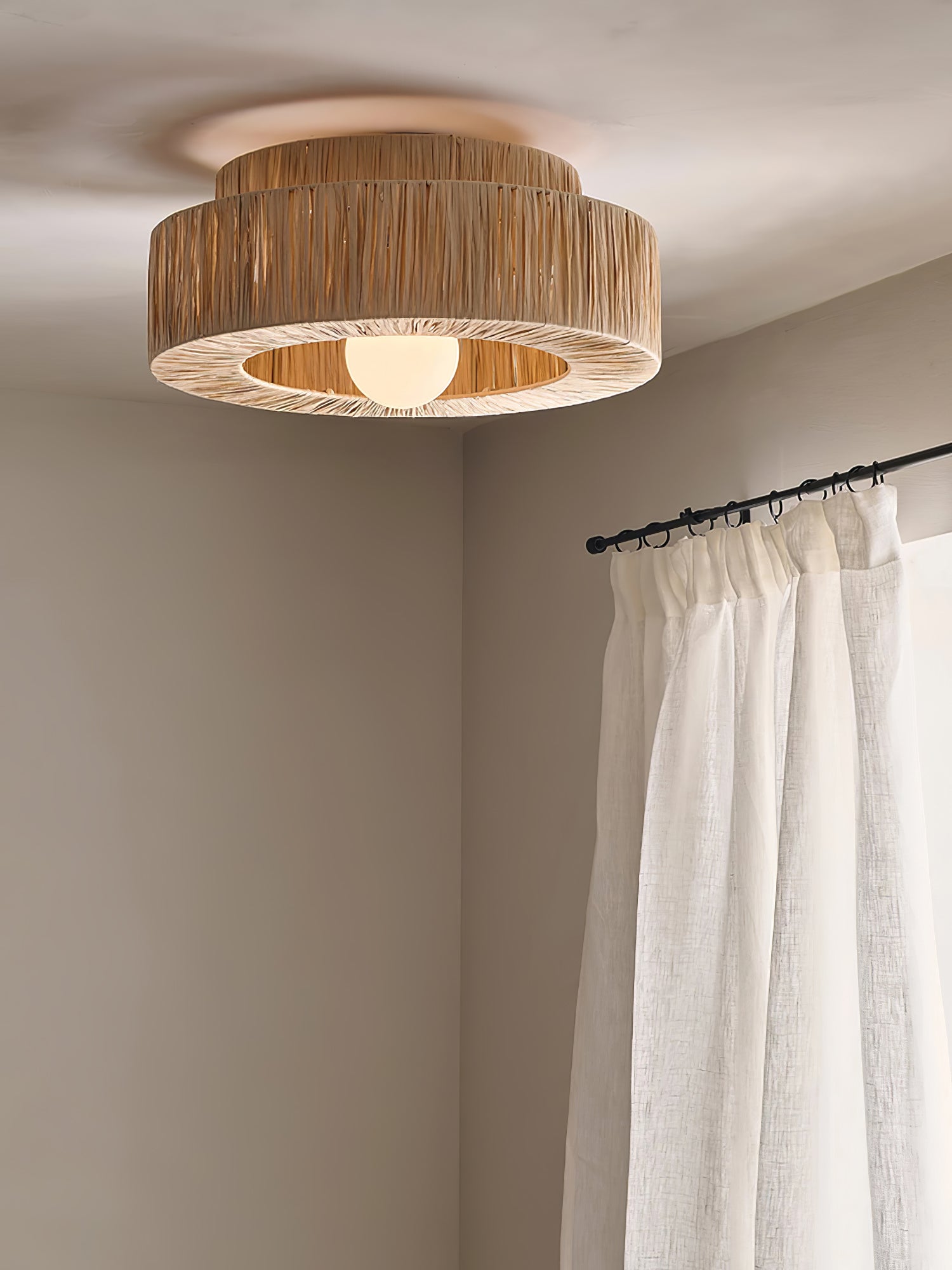 Ilthean Natural Straw Art Ceiling Lamp-Neutral Decor