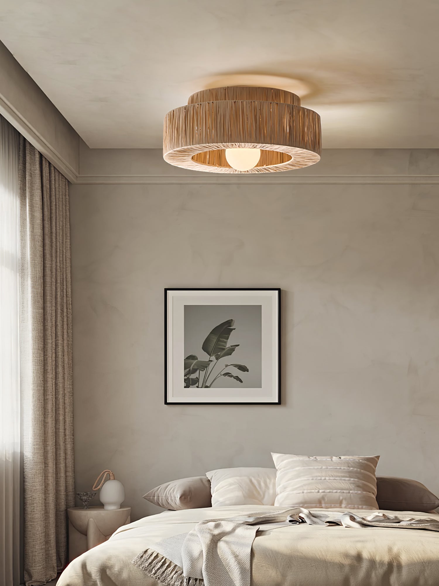Ilthean Natural Straw Art Ceiling Lamp-Neutral Decor