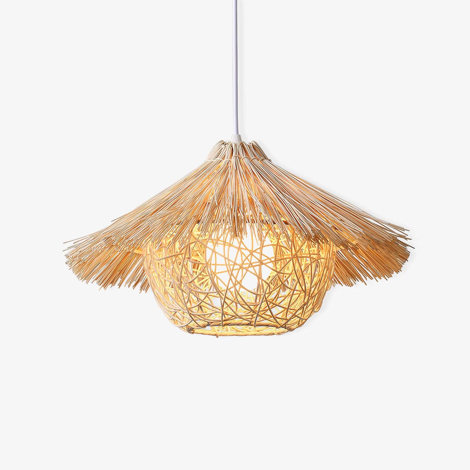 Sunell Straw Hat Rattan Pendant Light-Neutral Decor