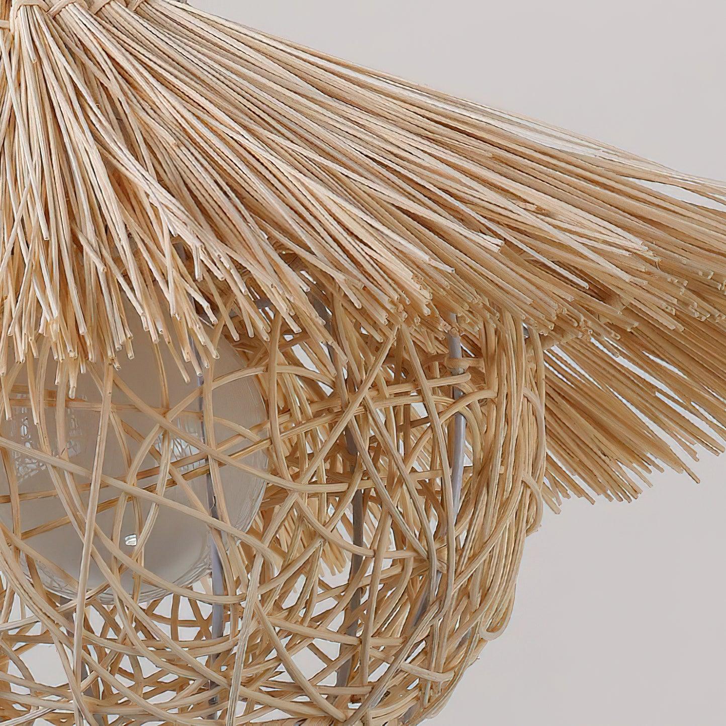 Sunell Straw Hat Rattan Pendant Light-Neutral Decor
