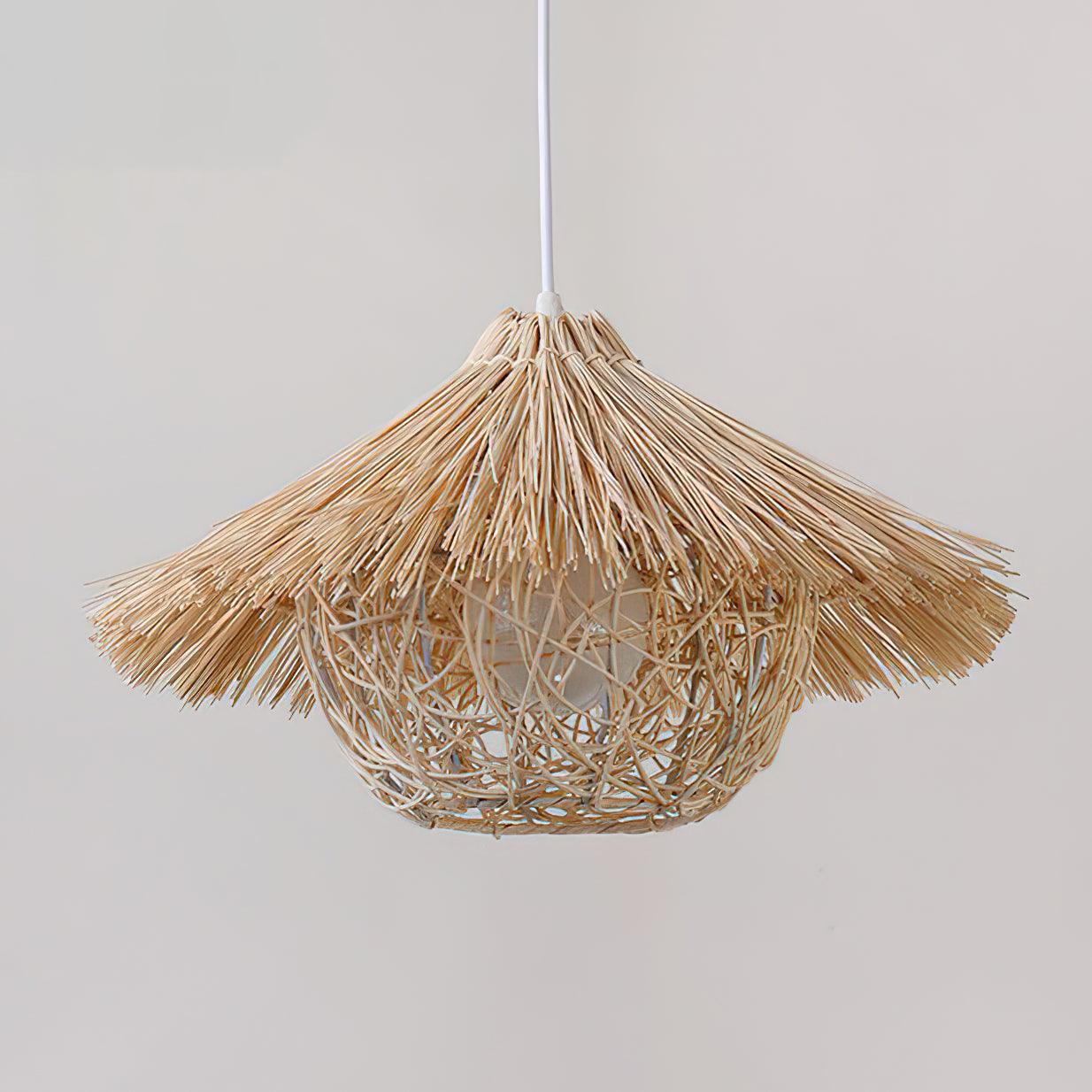 Sunell Straw Hat Rattan Pendant Light-Neutral Decor