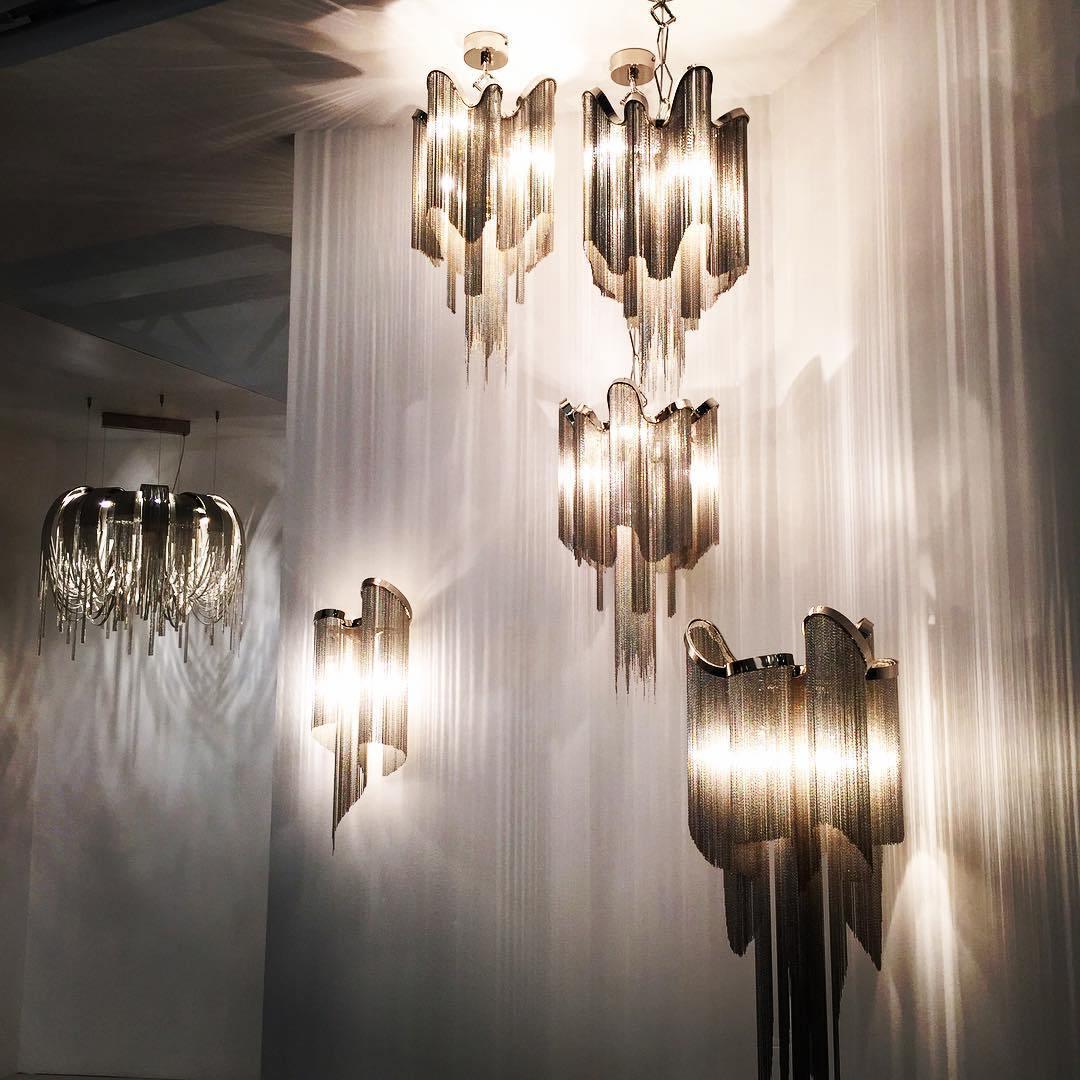 Lustra Pendant Lamp Stream Chain Nickel-Neutral Decor