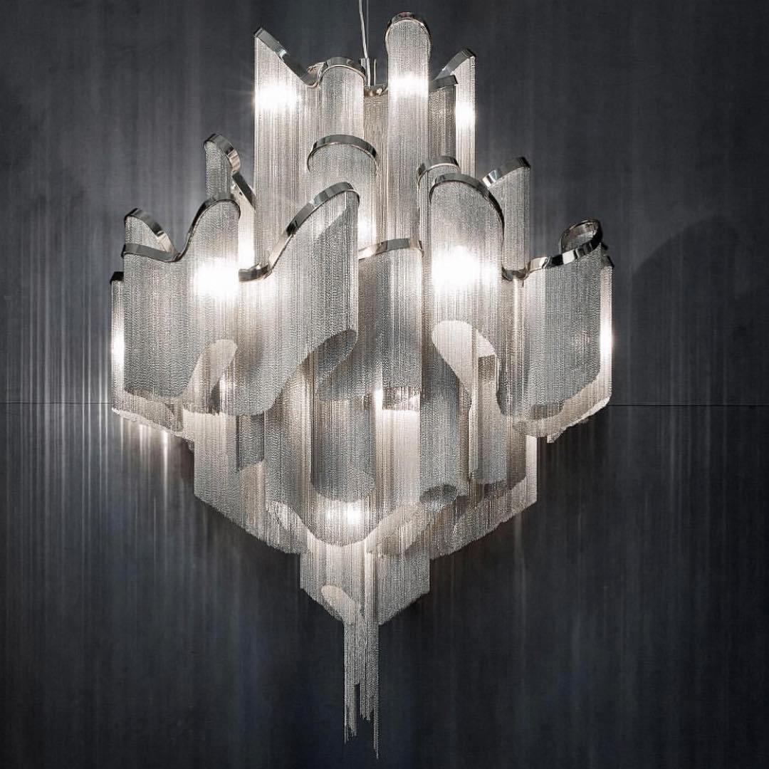 Lustra Pendant Lamp Stream Chain Nickel-Neutral Decor
