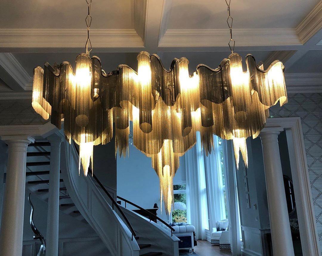Lustra Pendant Lamp Stream Chain Nickel-Neutral Decor