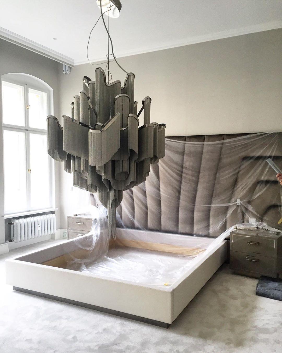 Lustra Pendant Lamp Stream Chain Nickel-Neutral Decor