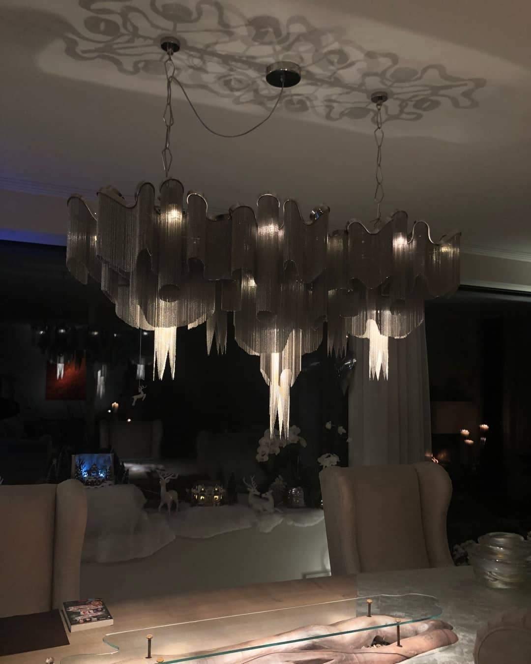 Lustra Pendant Lamp Stream Chain Nickel-Neutral Decor