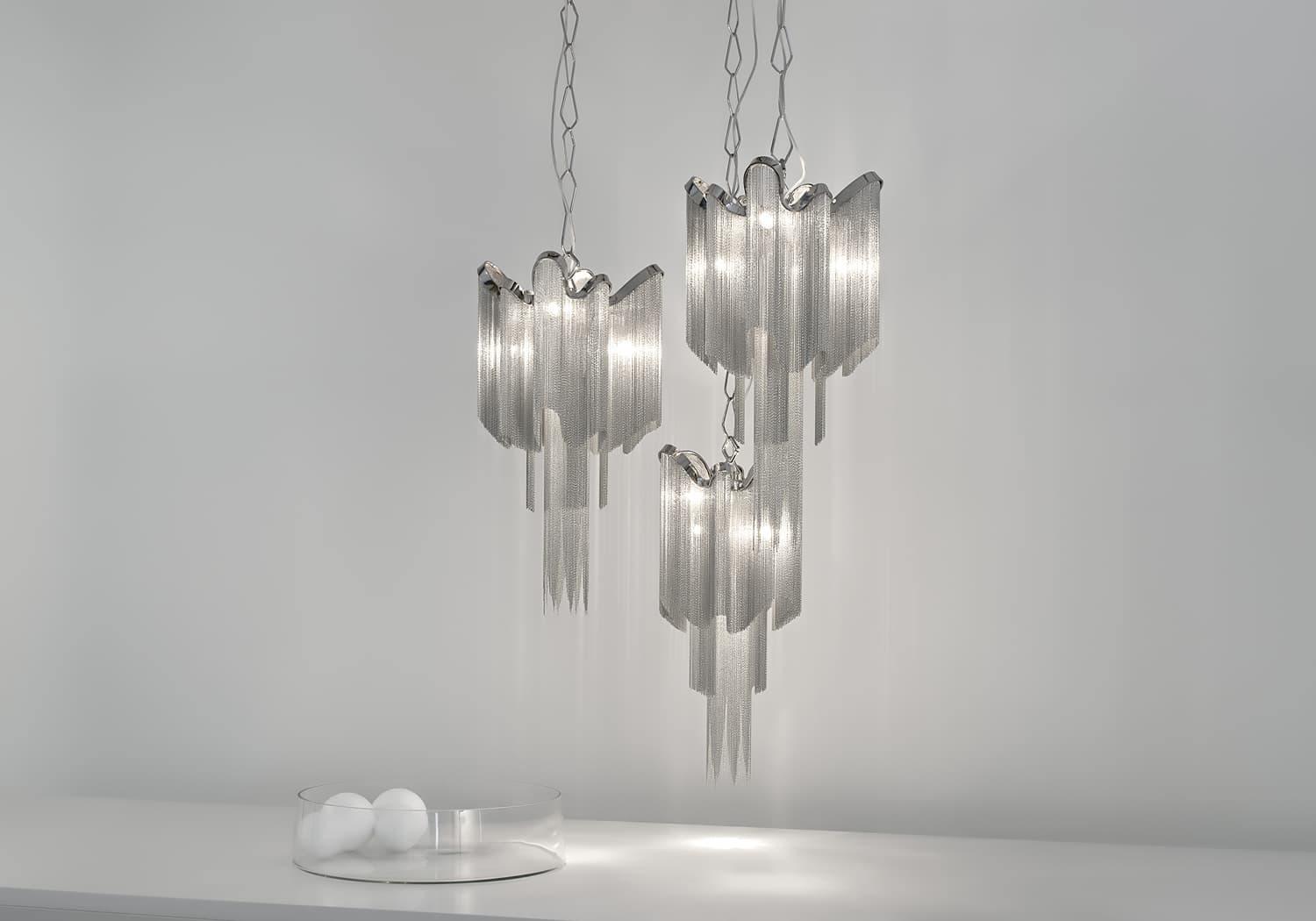 Lustra Pendant Lamp Stream Chain Nickel-Neutral Decor