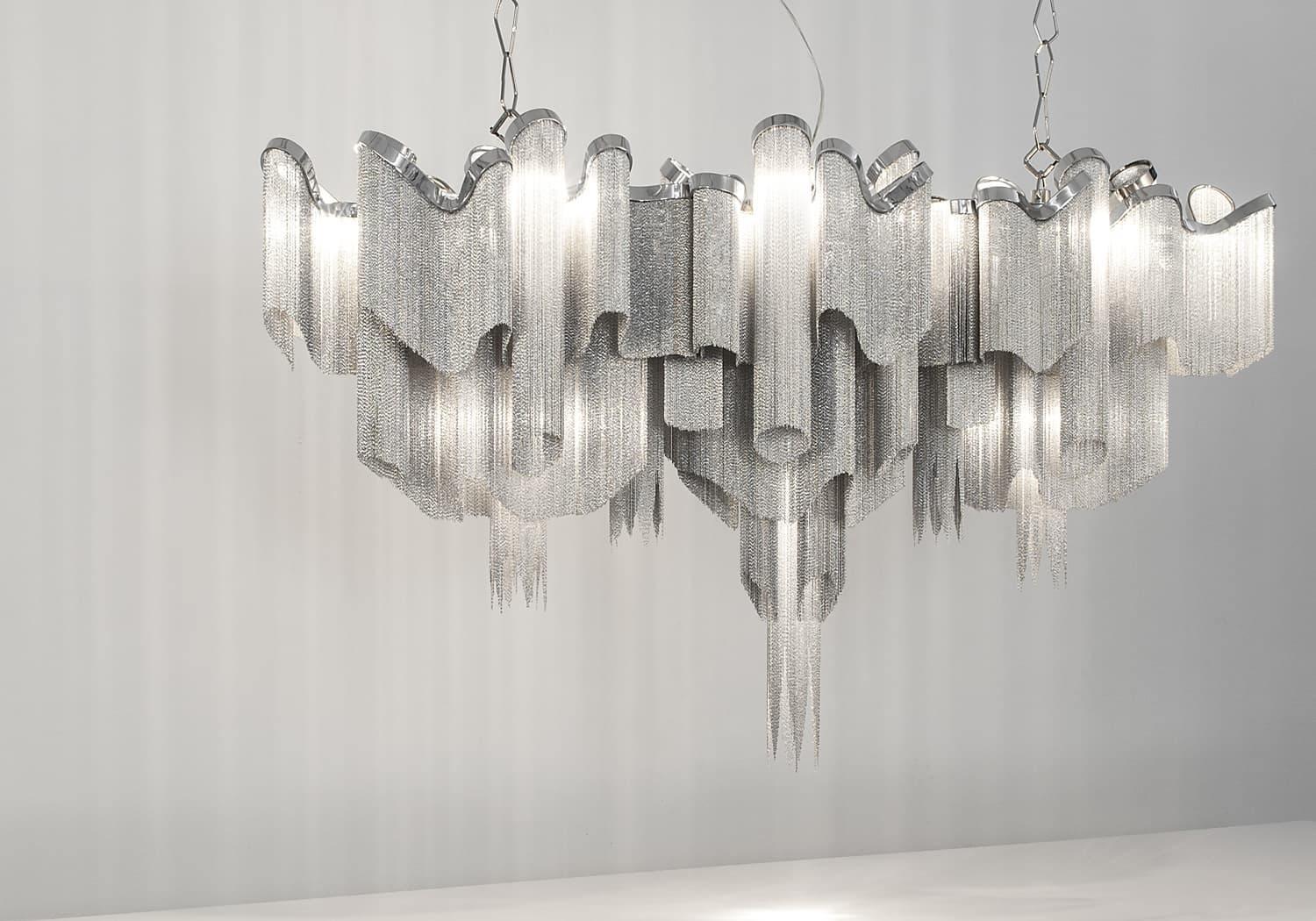 Lustra Pendant Lamp Stream Chain Nickel-Neutral Decor
