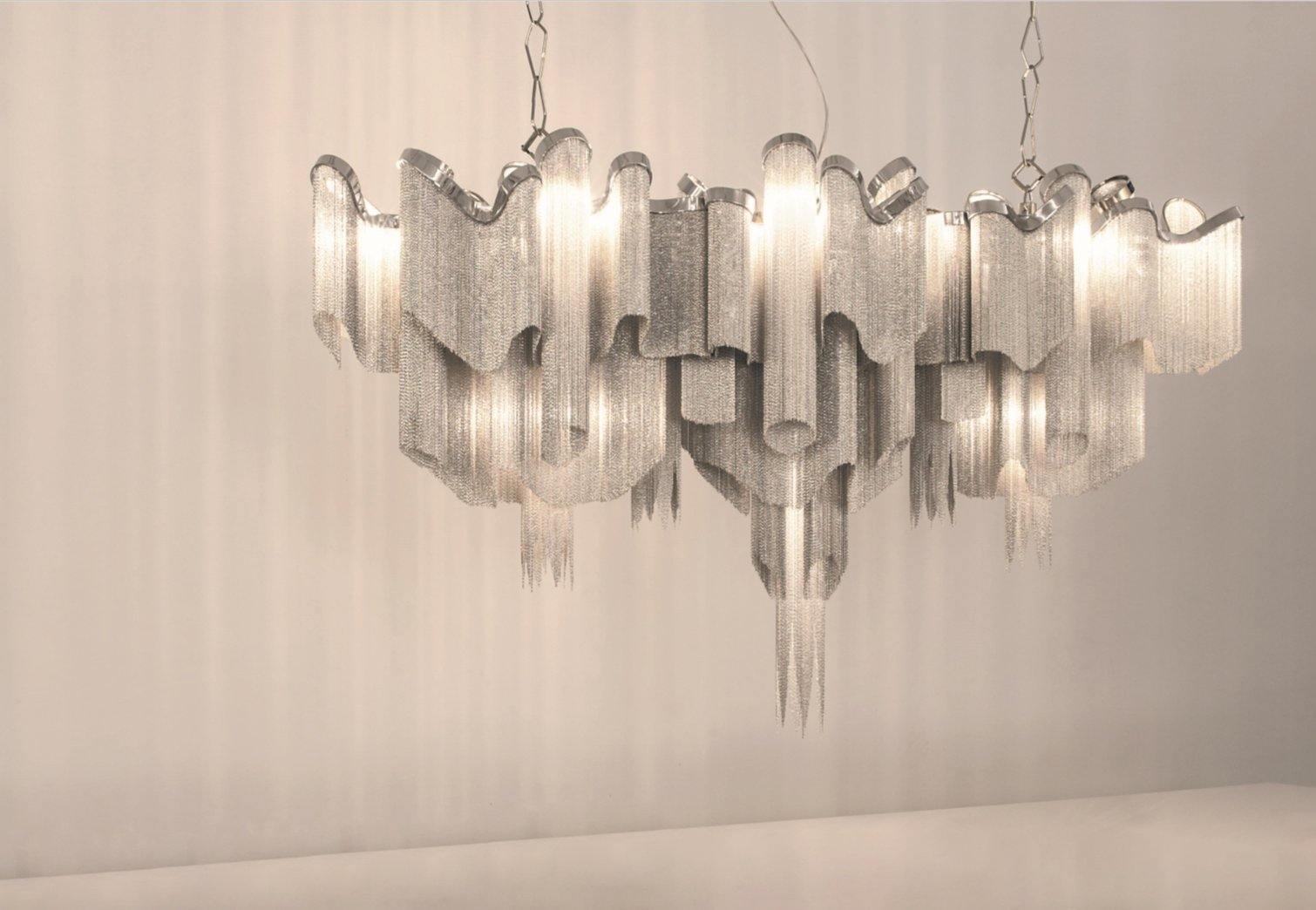 Lustra Pendant Lamp Stream Chain Nickel-Neutral Decor