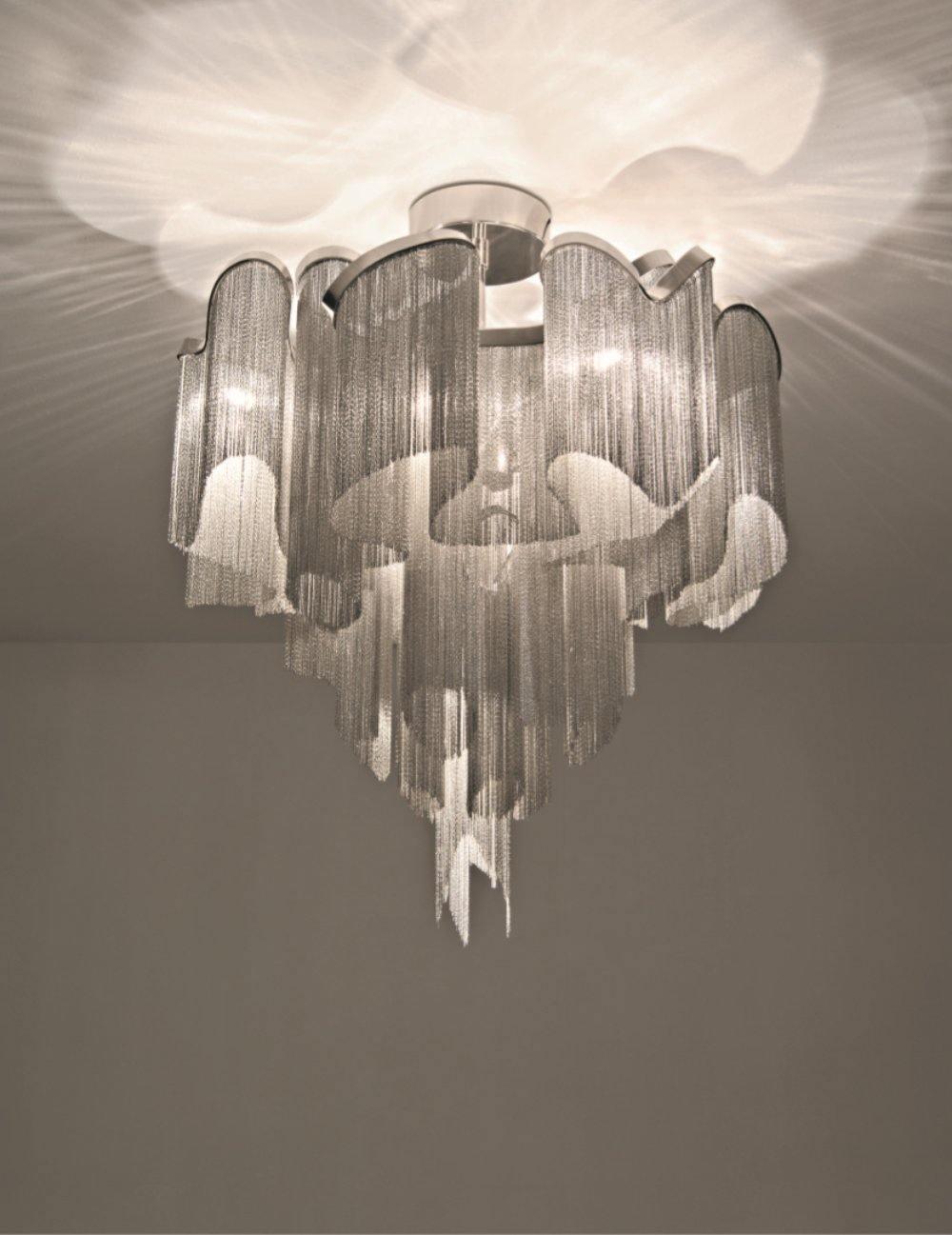 Lustra Pendant Lamp Stream Chain Nickel-Neutral Decor