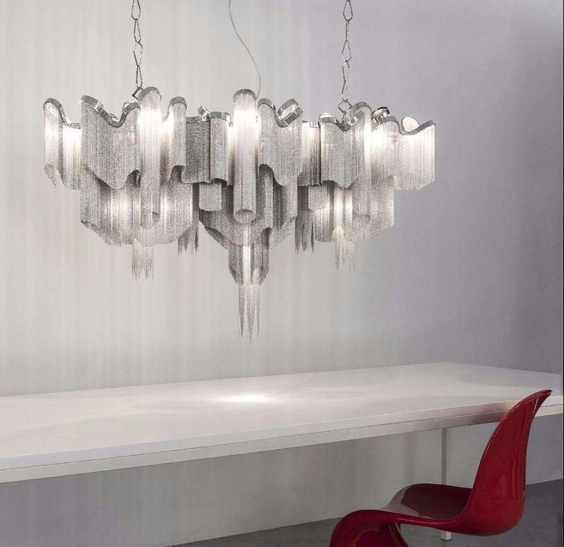 Lustra Pendant Lamp Stream Chain Nickel-Neutral Decor