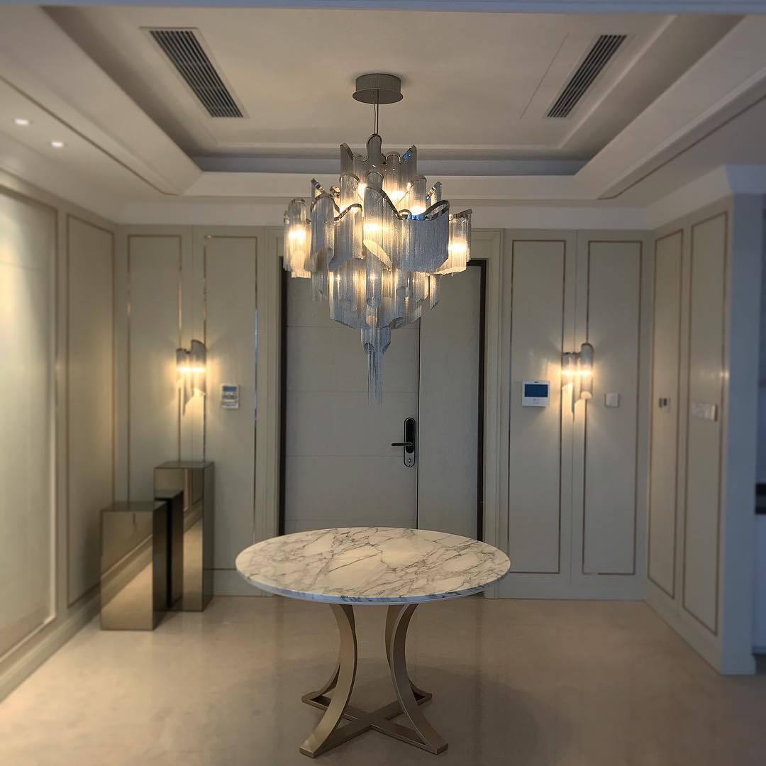 Lustra Pendant Lamp Stream Chain Nickel-Neutral Decor
