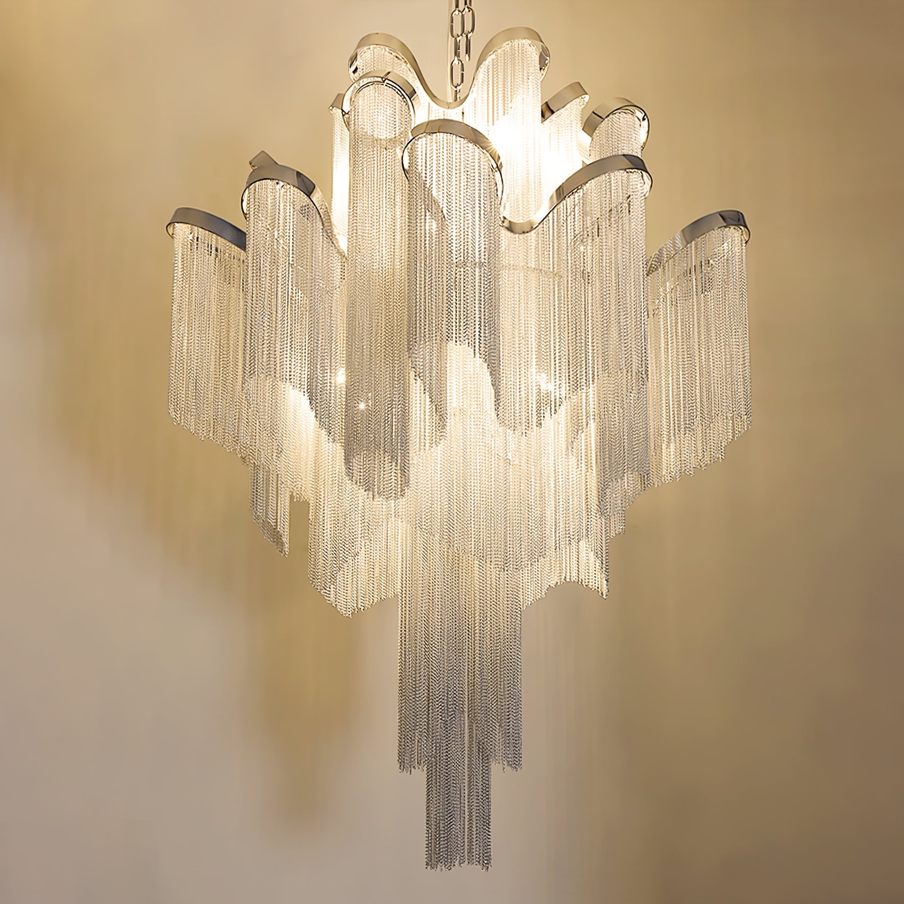 Lustra Pendant Lamp Stream Chain Nickel-Neutral Decor