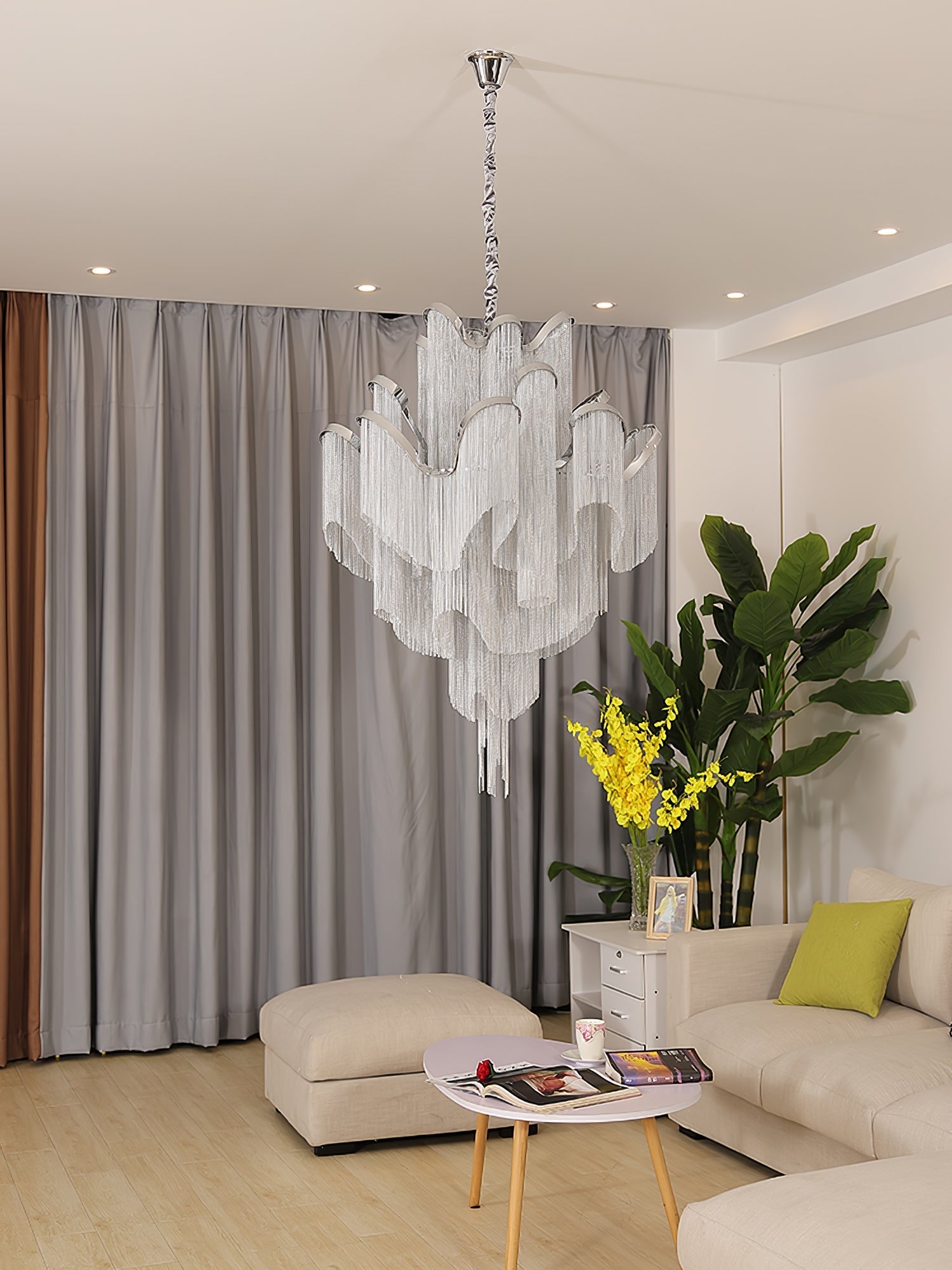Lustra Pendant Lamp Stream Chain Nickel-Neutral Decor