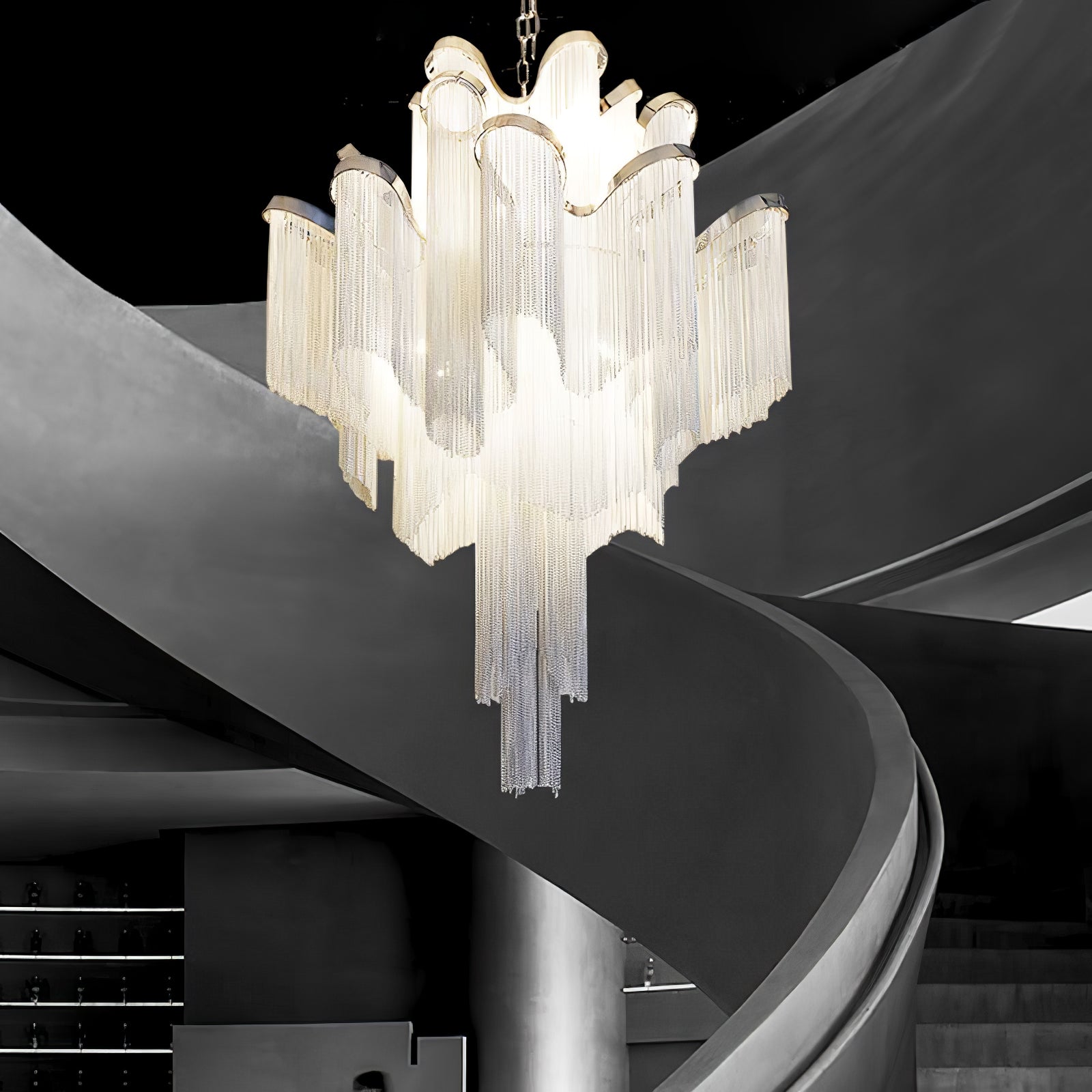 Lustra Pendant Lamp Stream Chain Nickel-Neutral Decor
