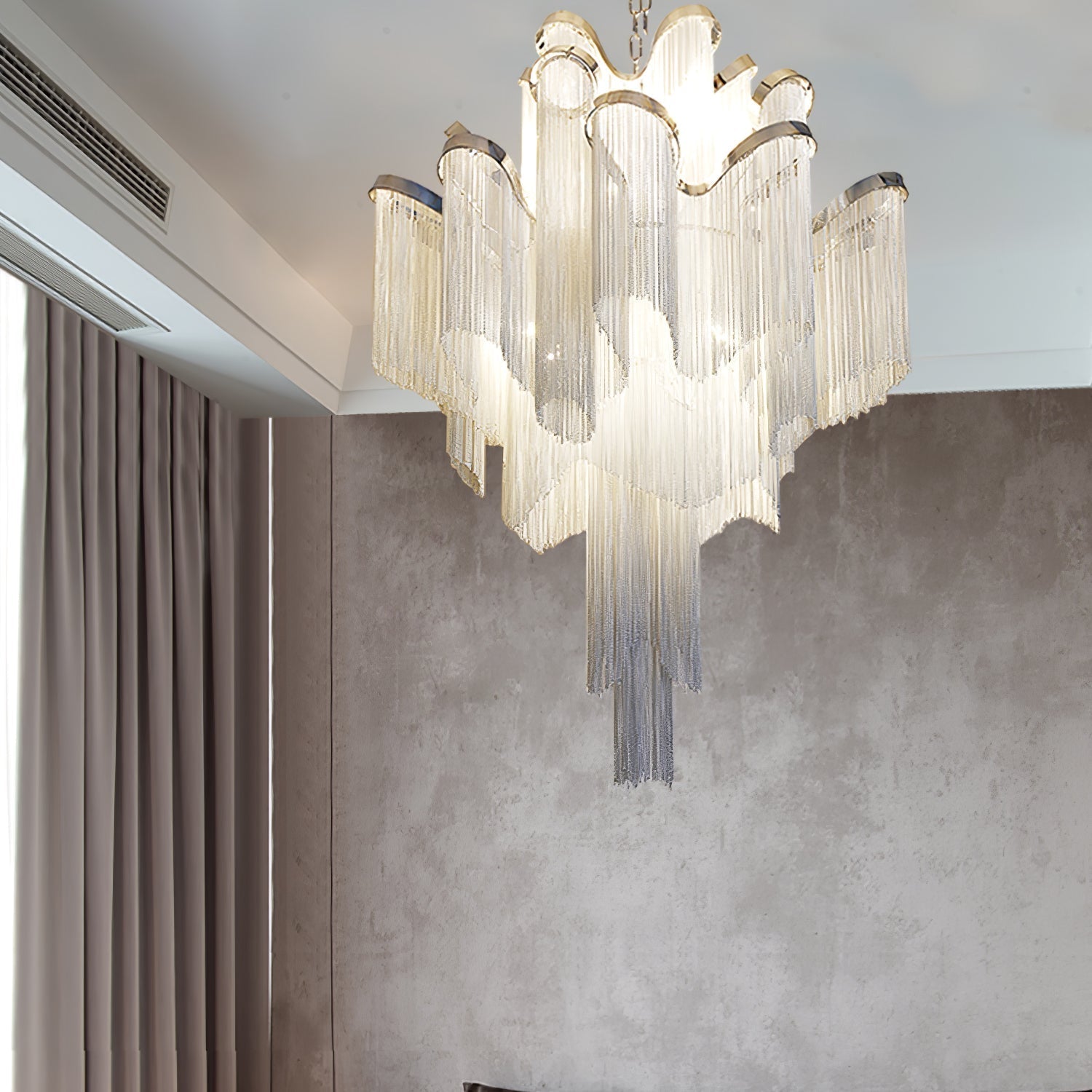 Lustra Pendant Lamp Stream Chain Nickel-Neutral Decor