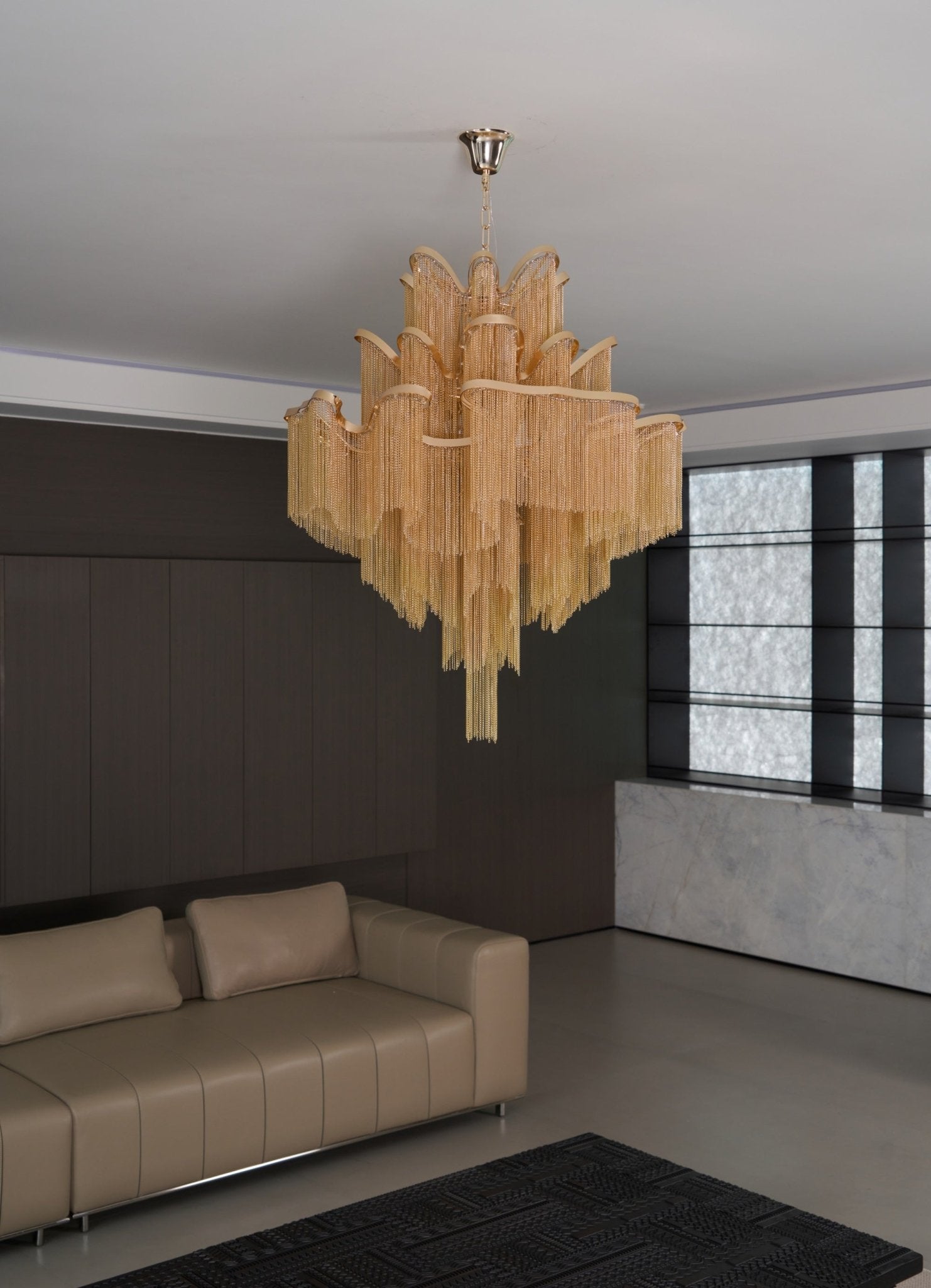 Lustra Pendant Lamp Stream Chain Nickel-Neutral Decor