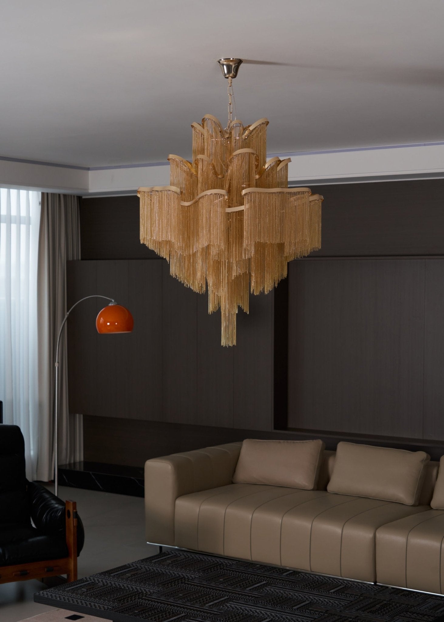 Lustra Pendant Lamp Stream Chain Nickel-Neutral Decor