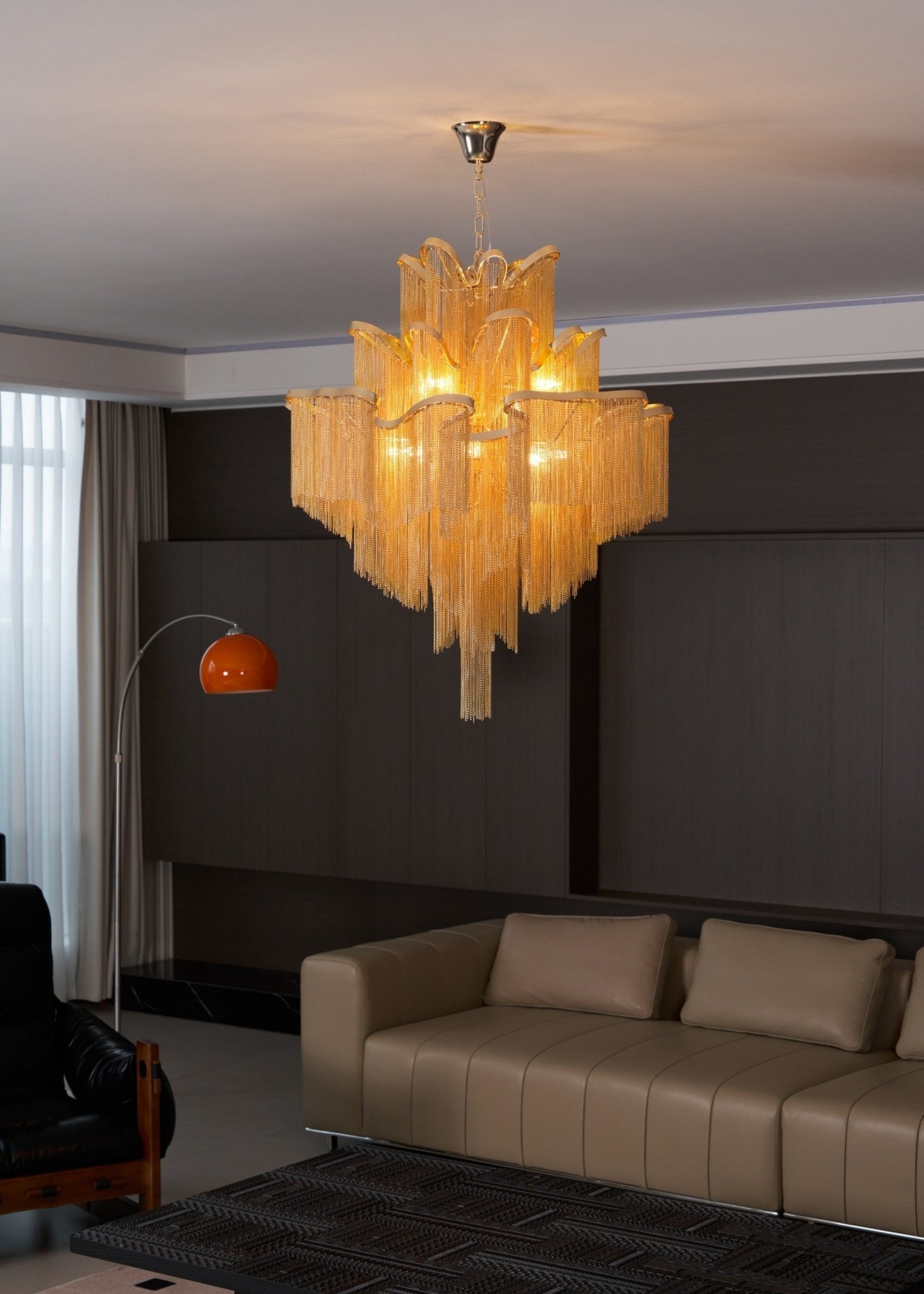 Lustra Pendant Lamp Stream Chain Nickel-Neutral Decor