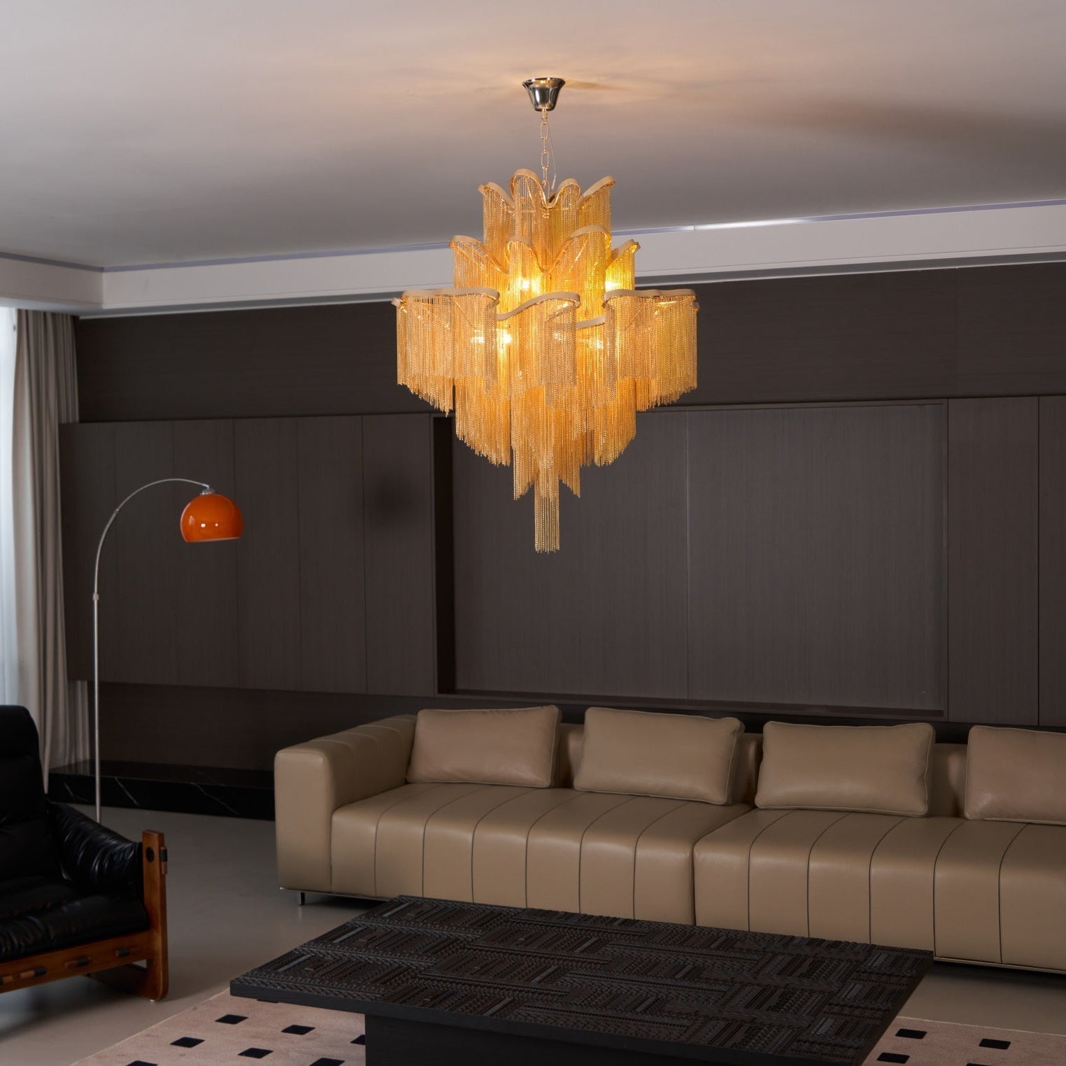 Lustra Pendant Lamp Stream Chain Nickel-Neutral Decor