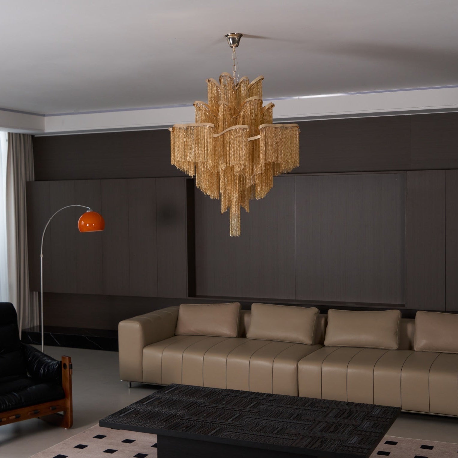 Lustra Pendant Lamp Stream Chain Nickel-Neutral Decor