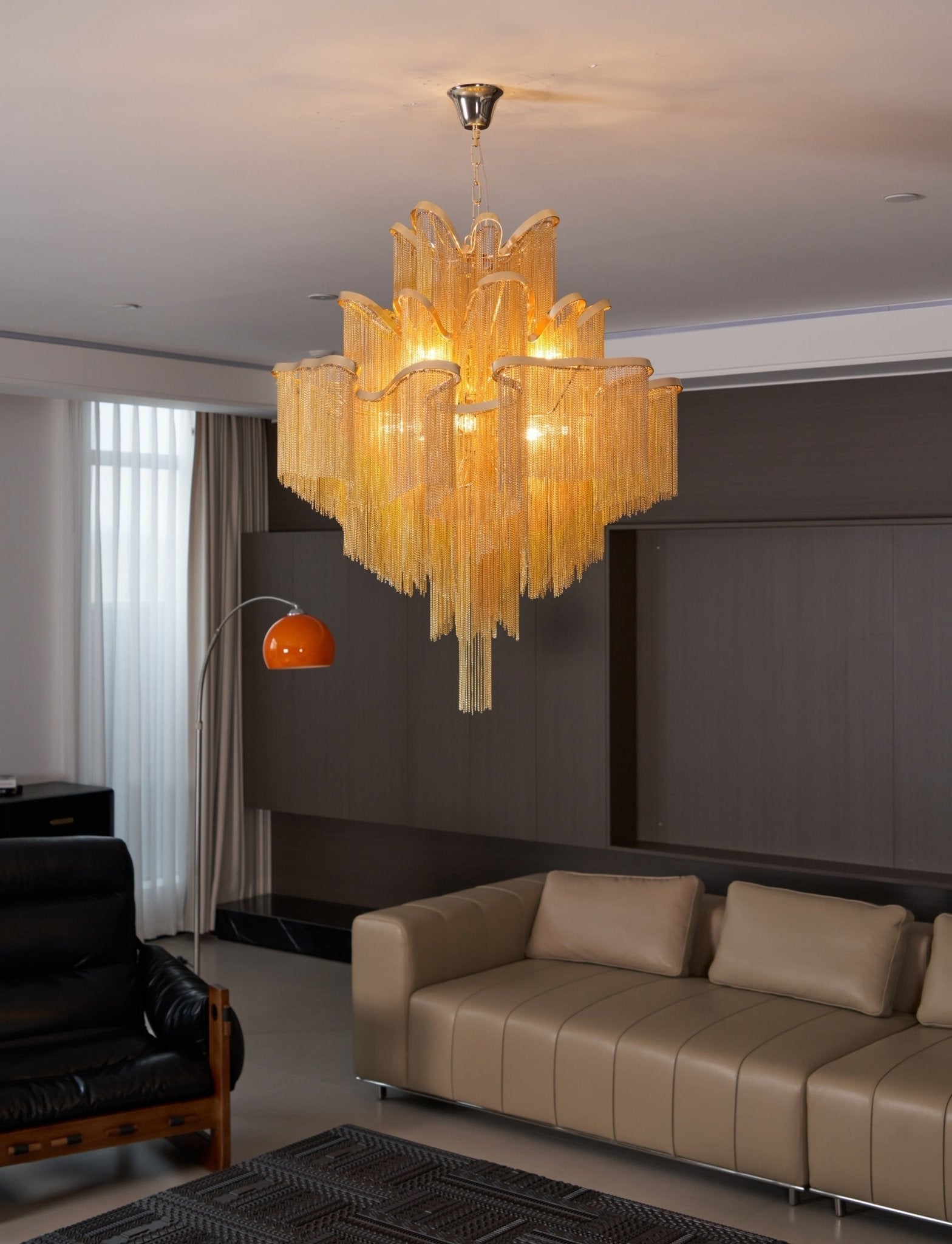 Lustra Pendant Lamp Stream Chain Nickel-Neutral Decor