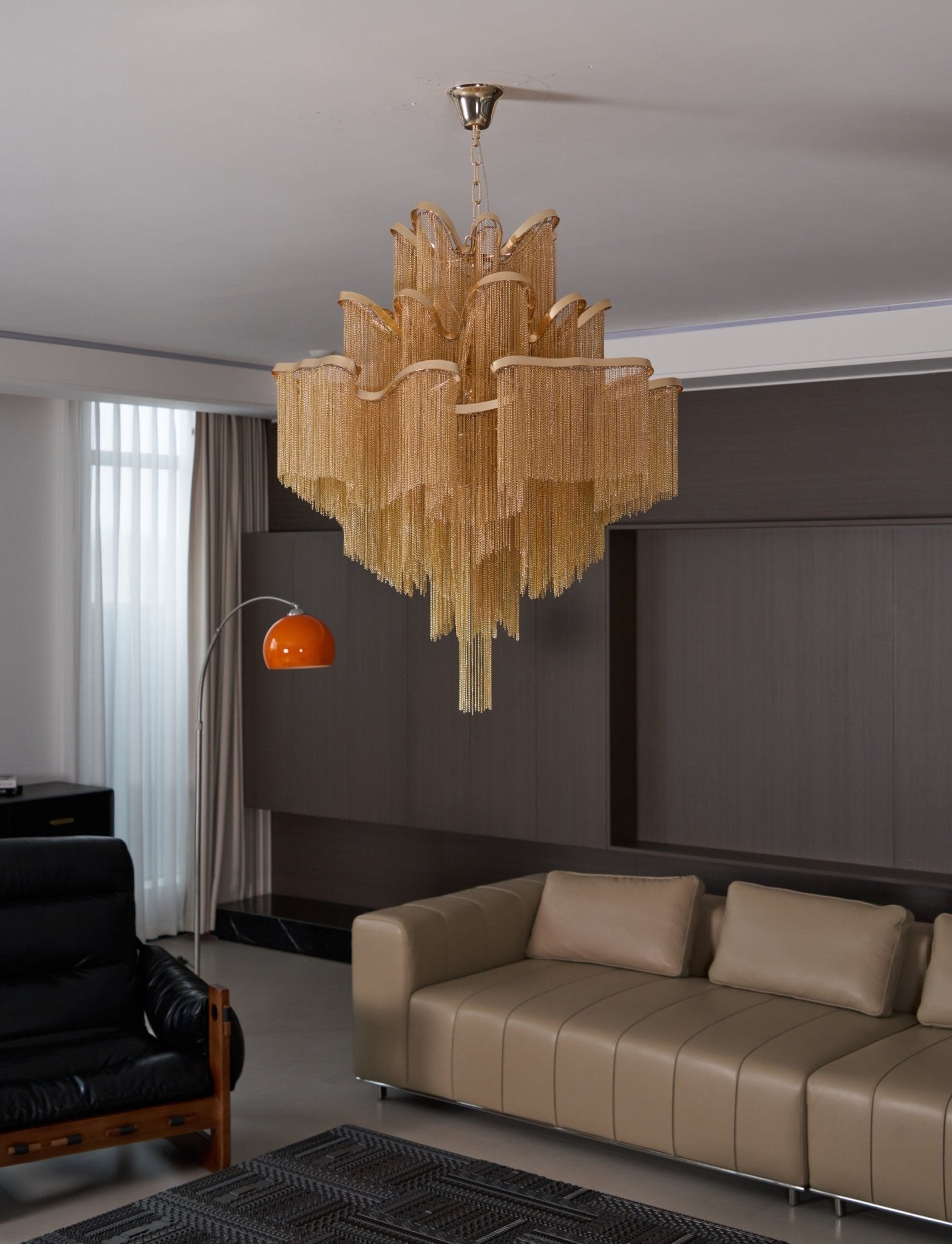 Lustra Pendant Lamp Stream Chain Nickel-Neutral Decor