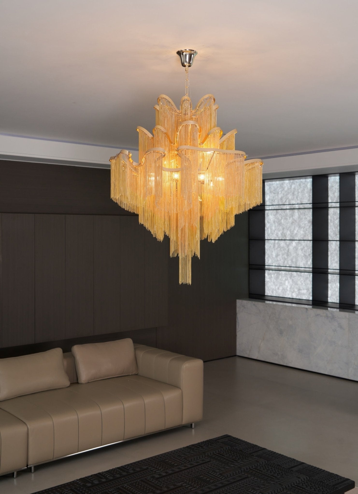 Lustra Pendant Lamp Stream Chain Nickel-Neutral Decor