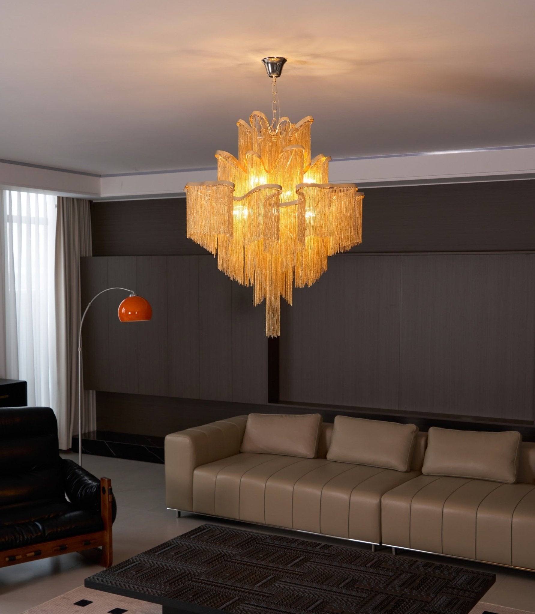 Lustra Pendant Lamp Stream Chain Nickel-Neutral Decor