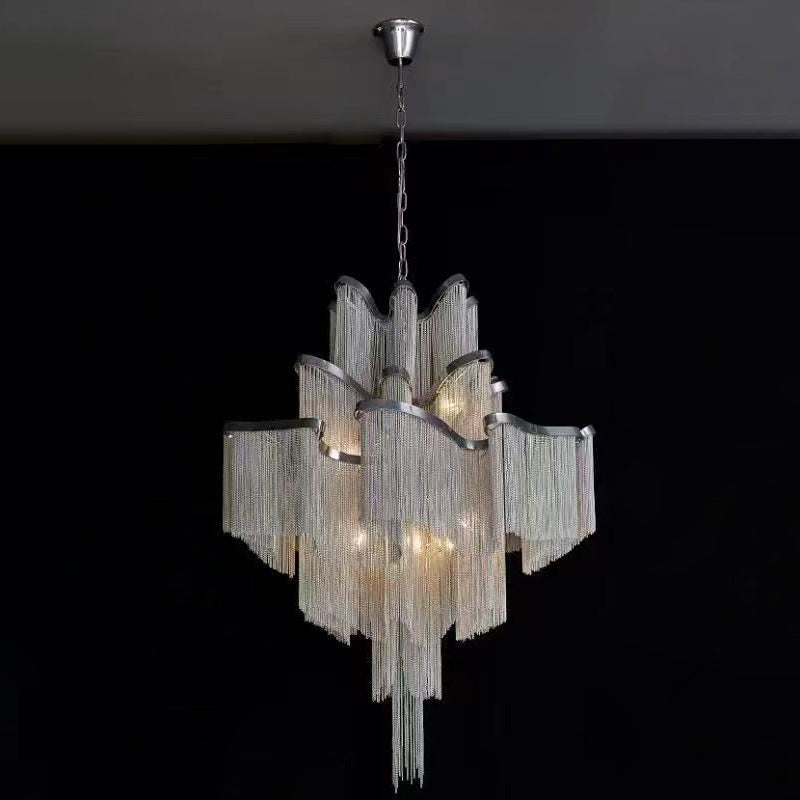 Lustra Pendant Lamp Stream Chain Nickel-Neutral Decor